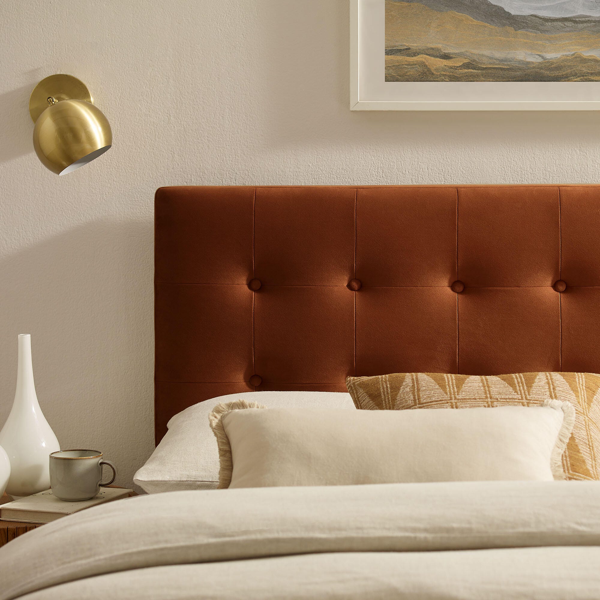 Modway Emily Tufted Full Headboard, Rust, large
