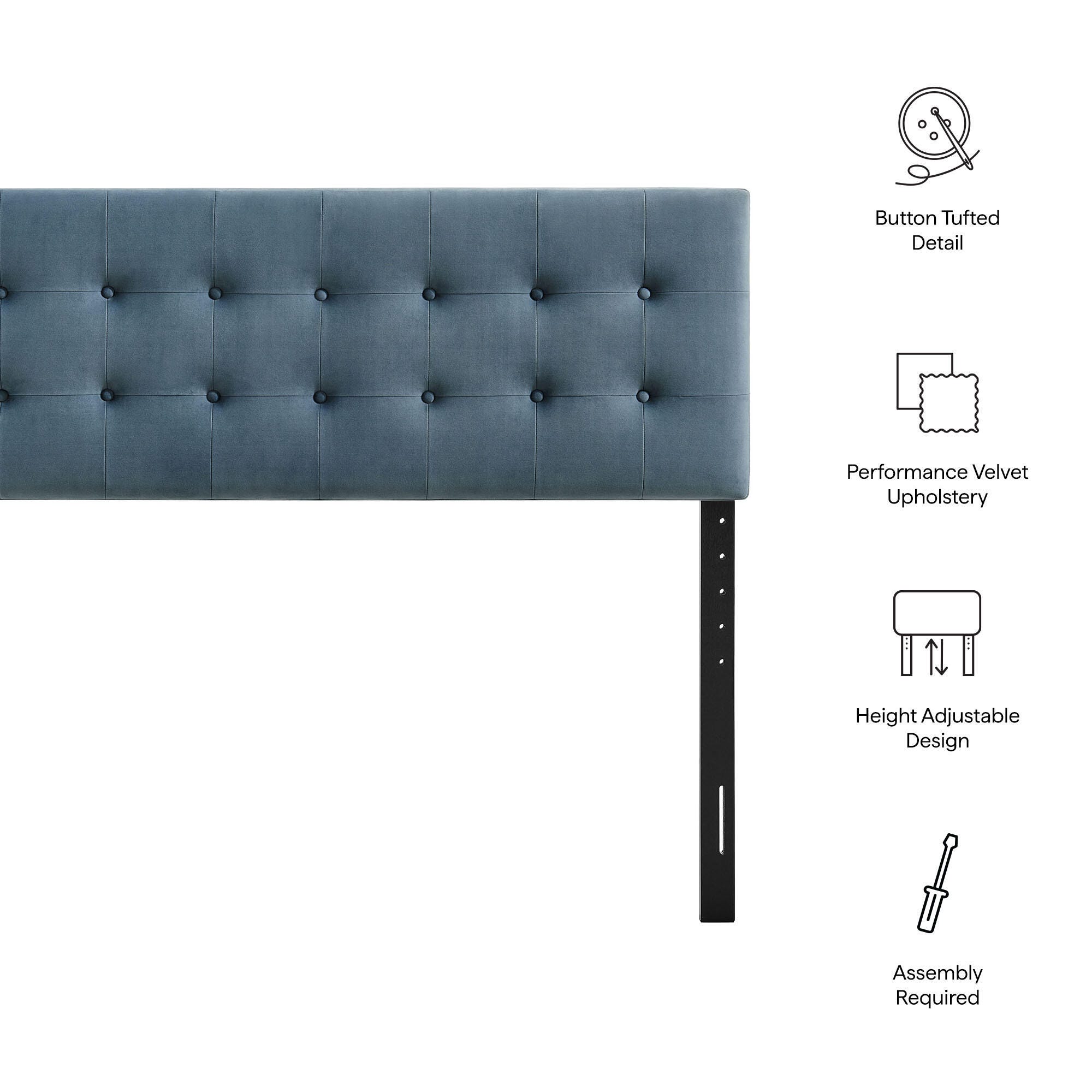 Modway Emily Tufted Full Headboard, Cadet Blue, large