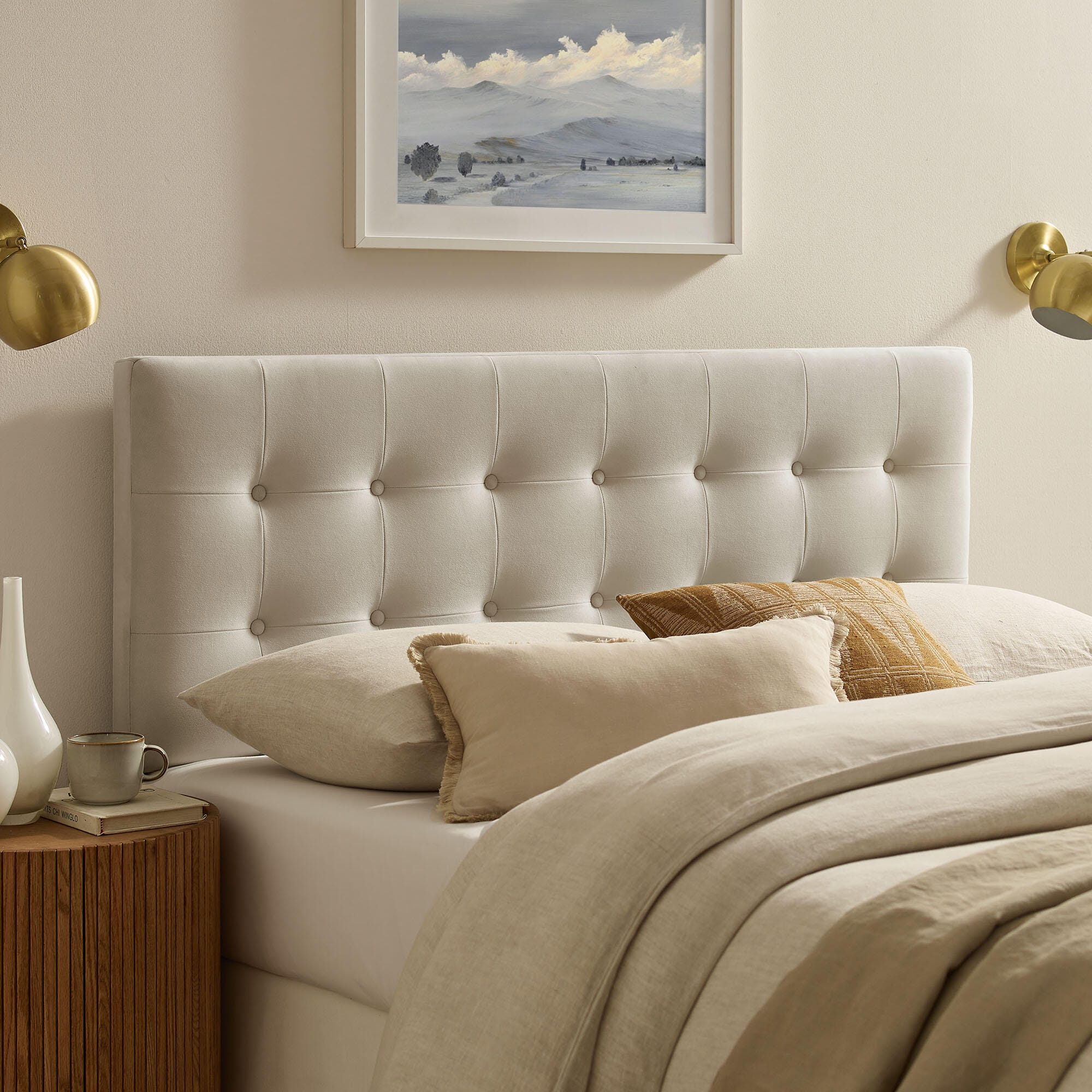 Modway Emily Tufted Full Headboard, Alabaster, large