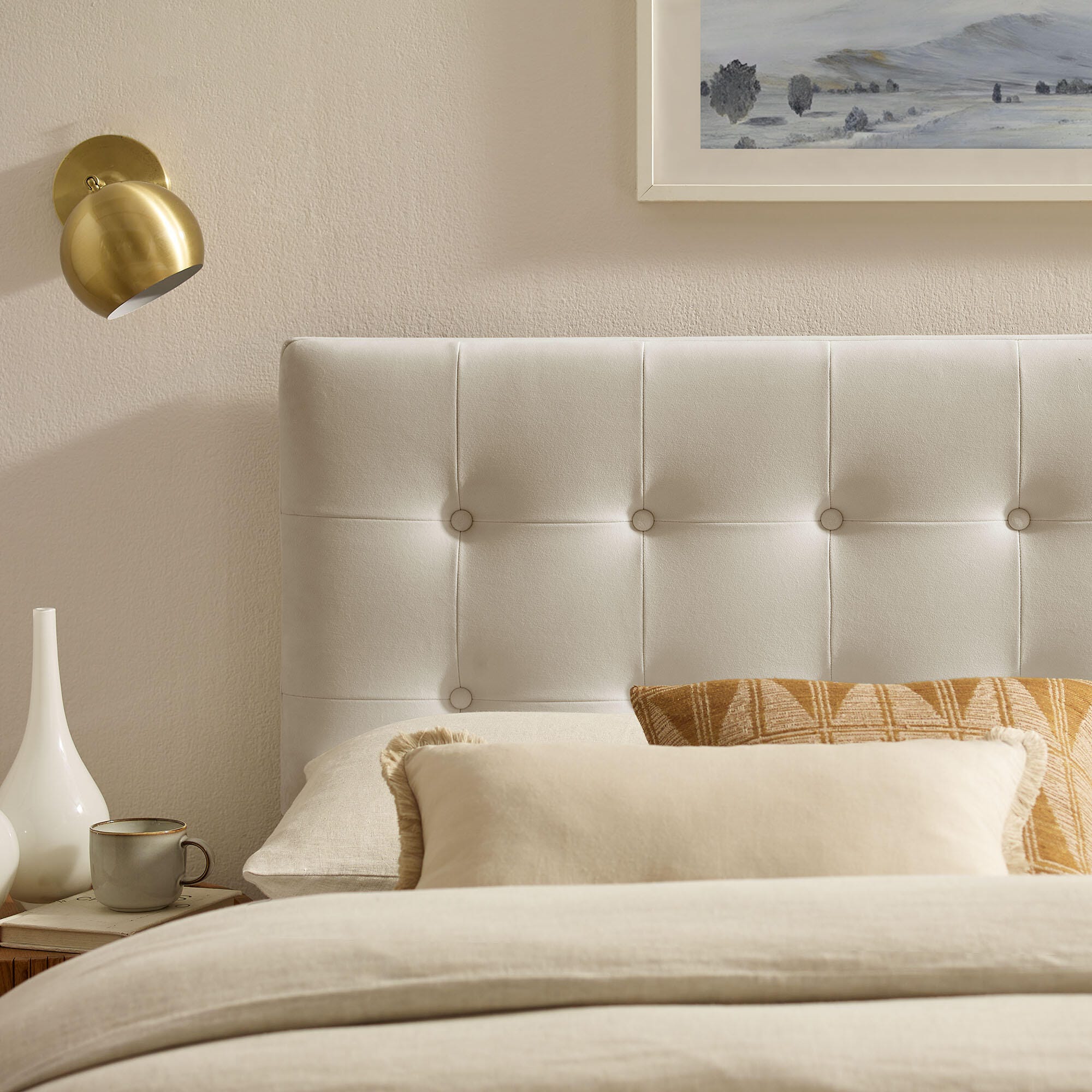Modway Emily Tufted Full Headboard, Alabaster, large