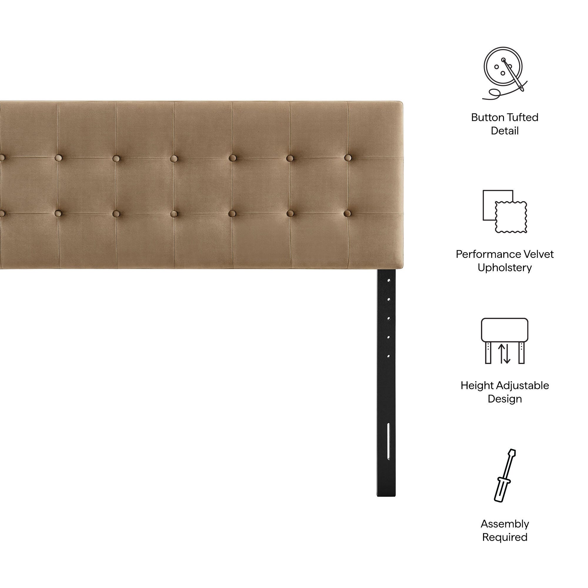 Modway Emily Tufted Full Headboard, Taupe, large