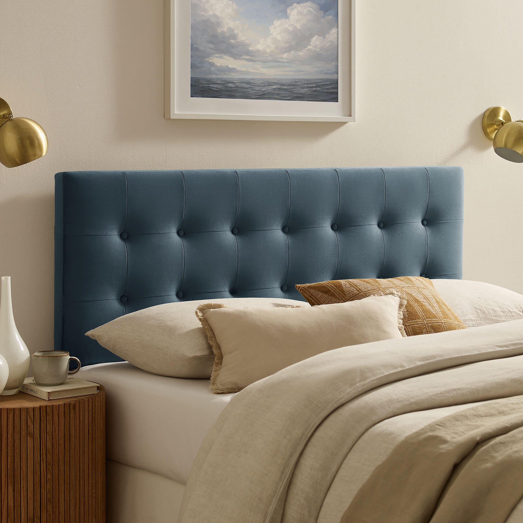 Modway Emily Tufted King Headboard, Cadet Blue, large