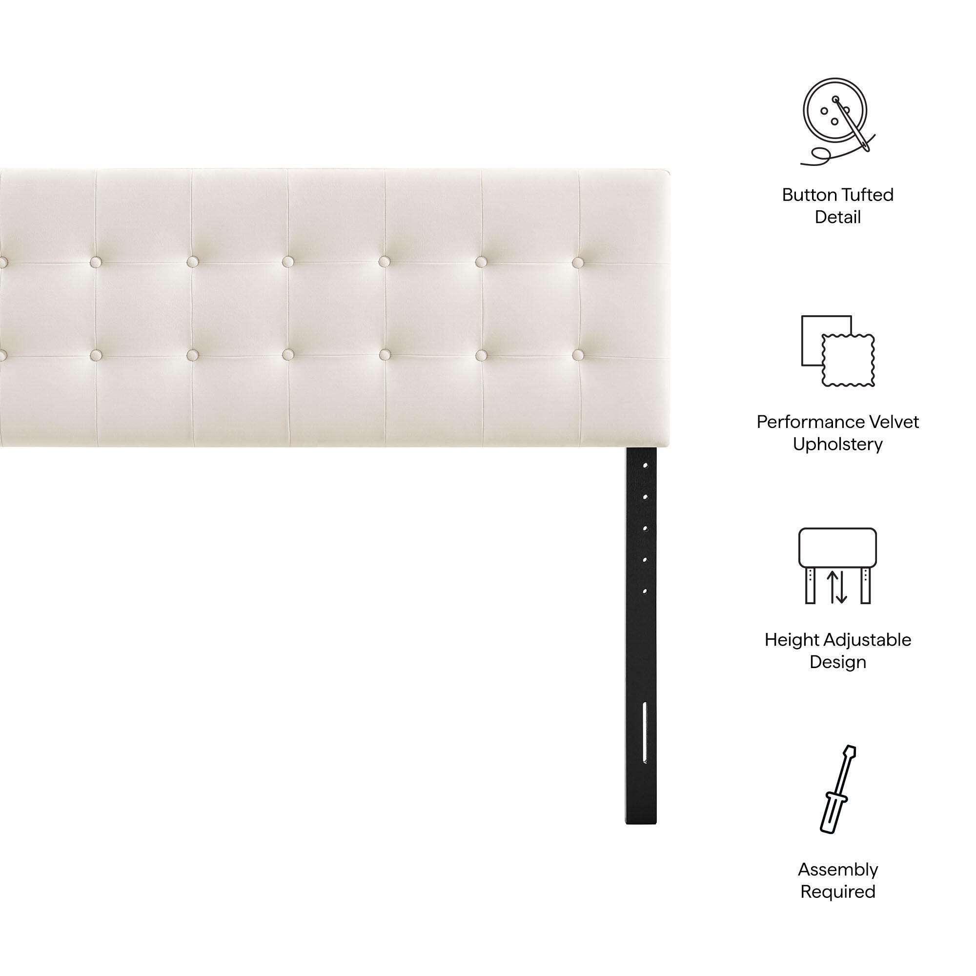 Modway Emily Tufted King Headboard, Alabaster, large