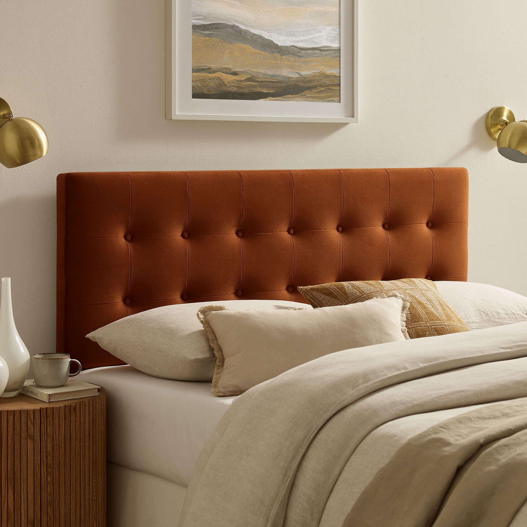 Modway Emily Tufted Queen Headboard, Rust, rollover