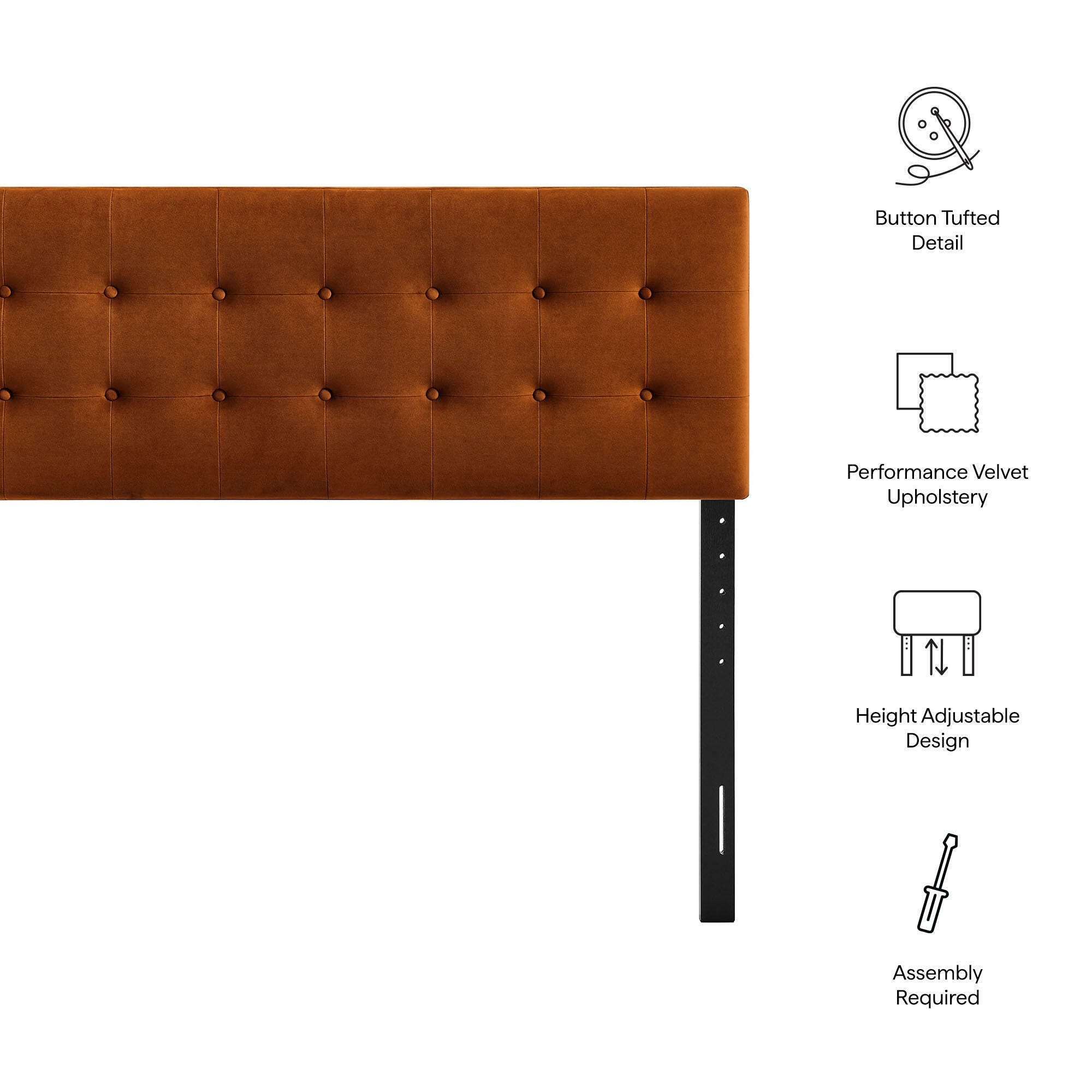 Modway Emily Tufted Queen Headboard, Rust, large