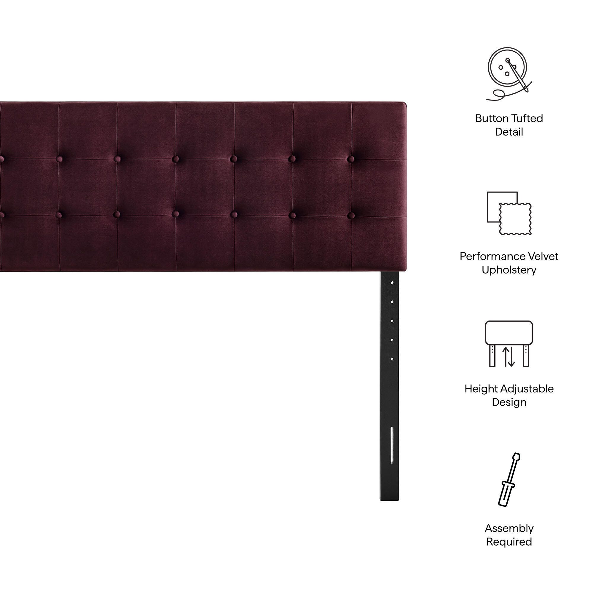 Modway Emily Tufted Queen Headboard, Mulberry, large