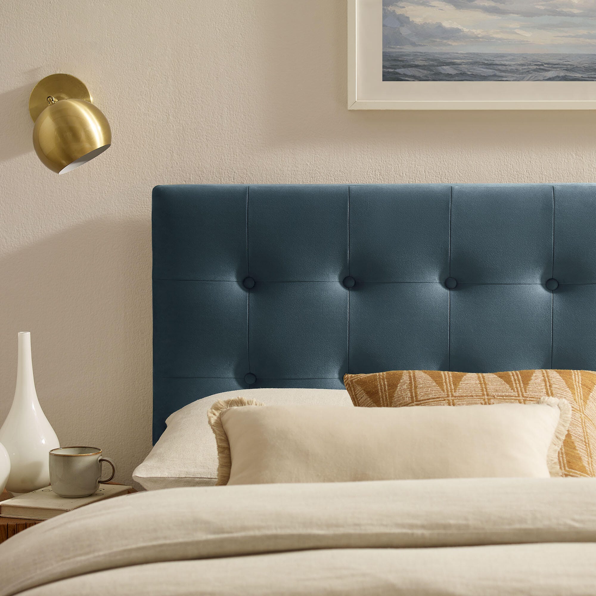 Modway Emily Tufted Queen Headboard, Cadet Blue, large