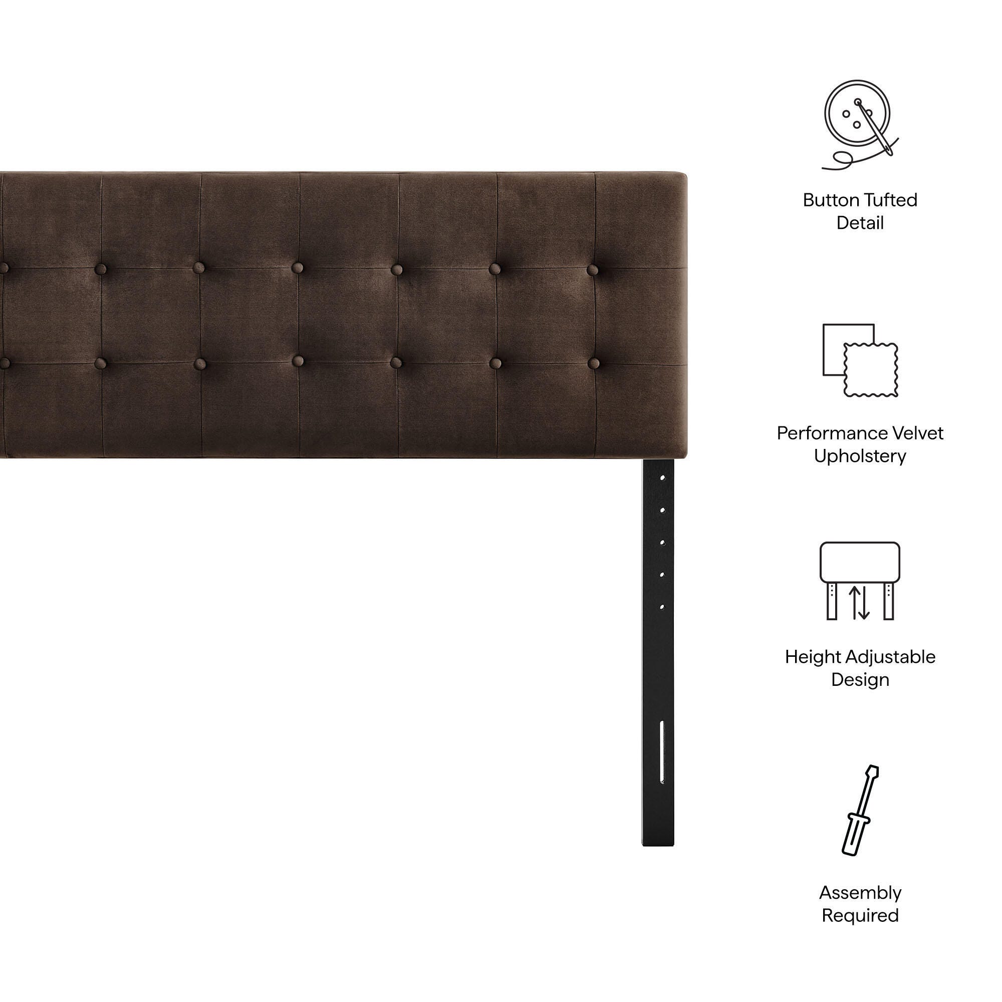 Modway Emily Tufted Queen Headboard, Chocolate Brown, large