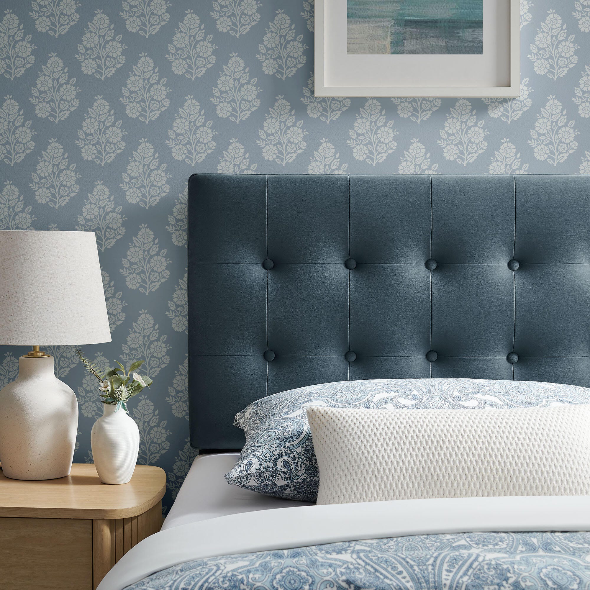 Modway Emily Tufted Twin Headboard, Cadet Blue, large