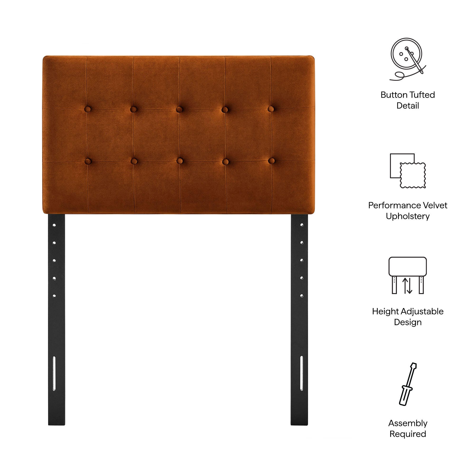 Modway Emily Tufted Twin Headboard, Rust, large