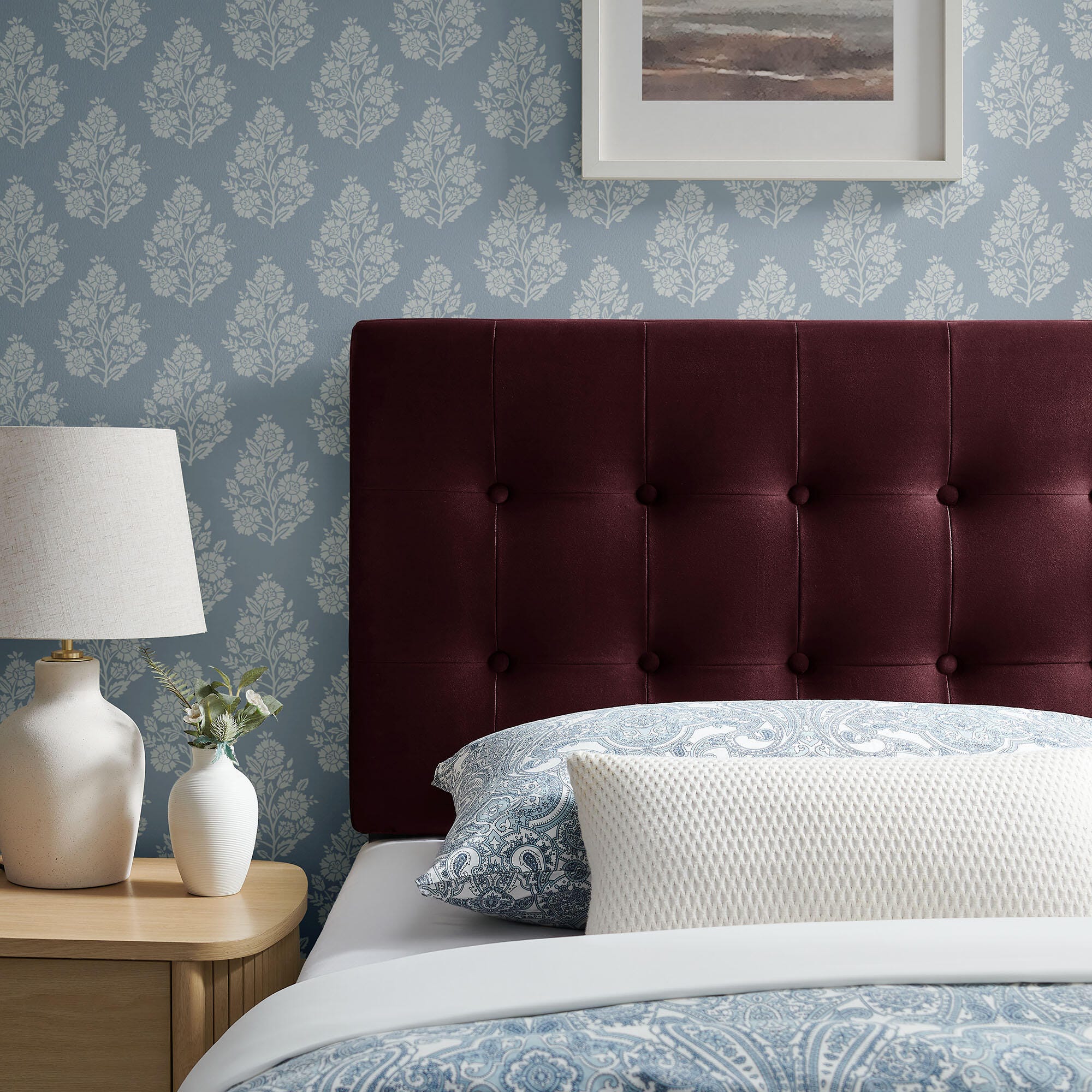 Modway Emily Tufted Twin Headboard, Mulberry, large