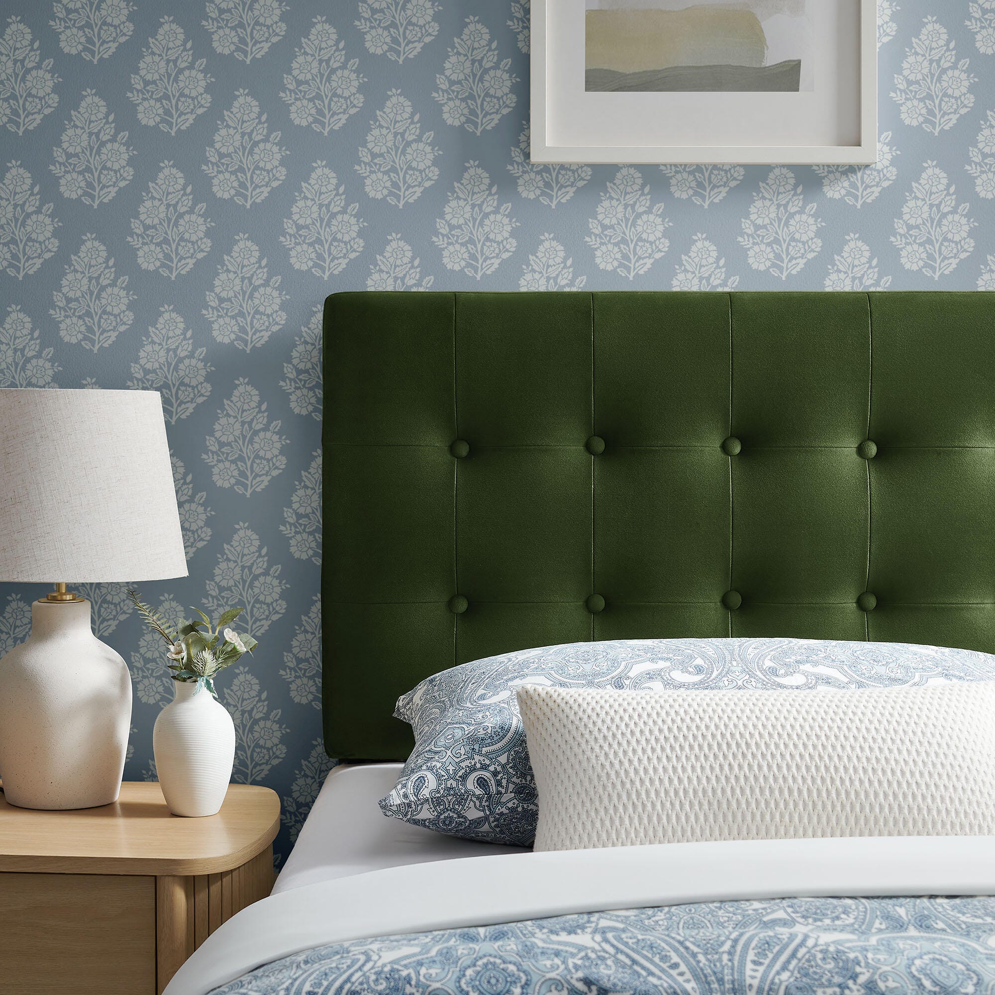 Modway Emily Tufted Twin Headboard, Moss Green, large