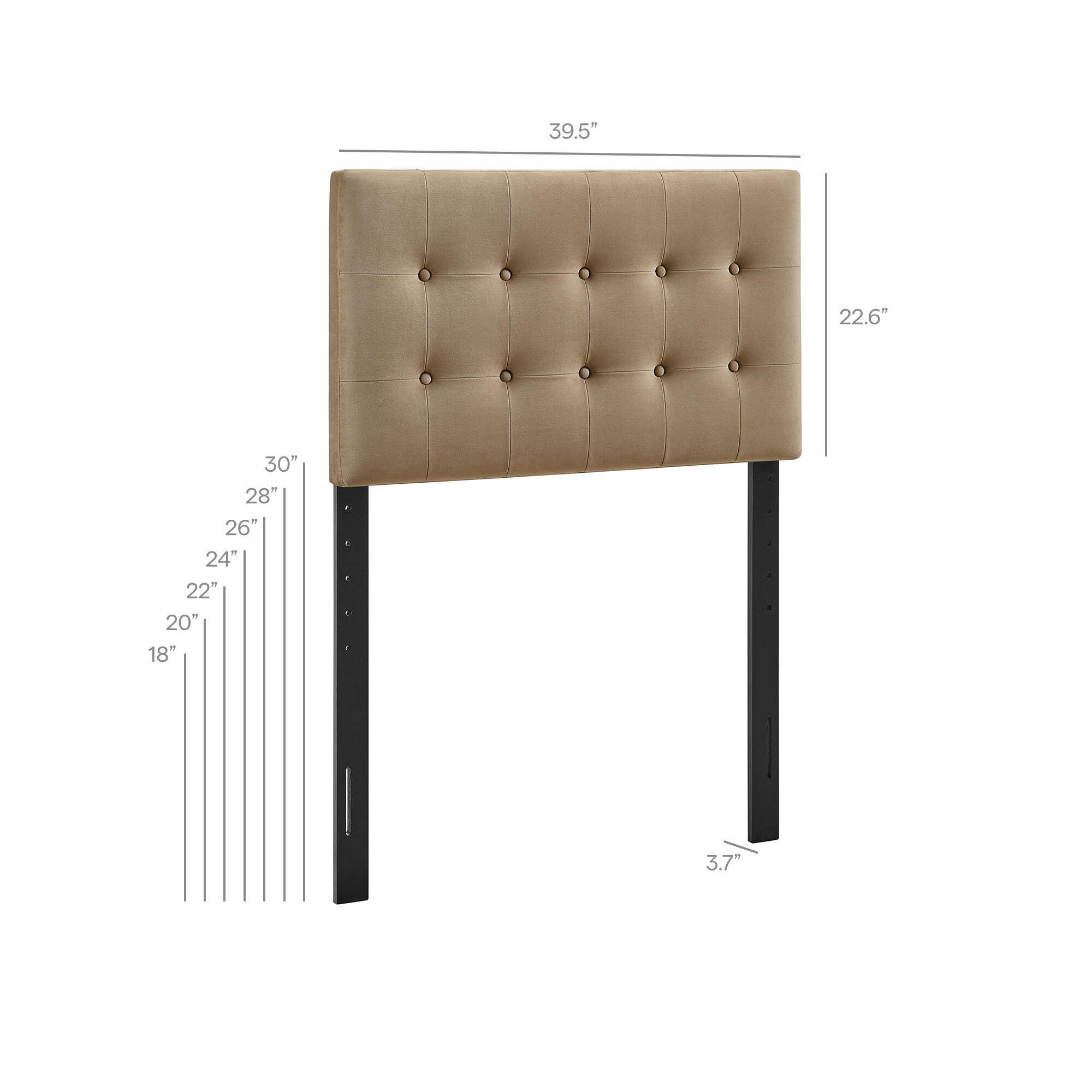 Modway Emily Tufted Twin Headboard, Taupe, large