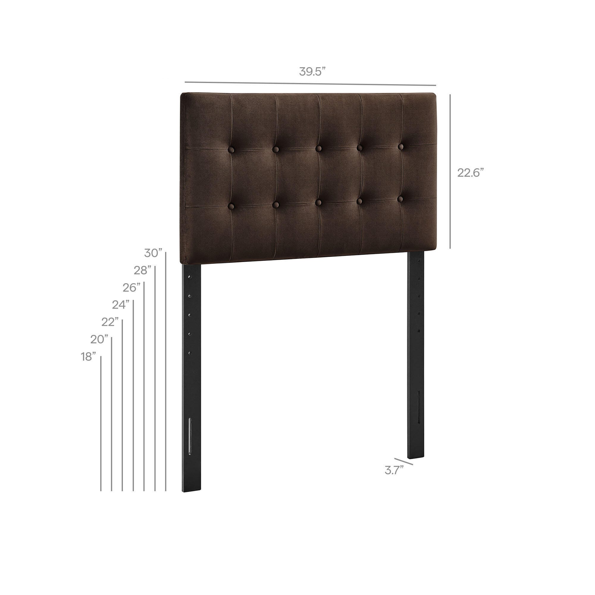 Modway Emily Tufted Twin Headboard, Chocolate Brown, large