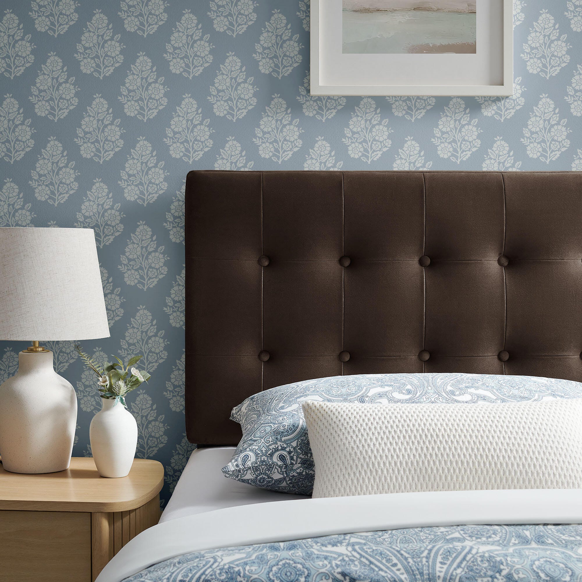 Modway Emily Tufted Twin Headboard, Chocolate Brown, large