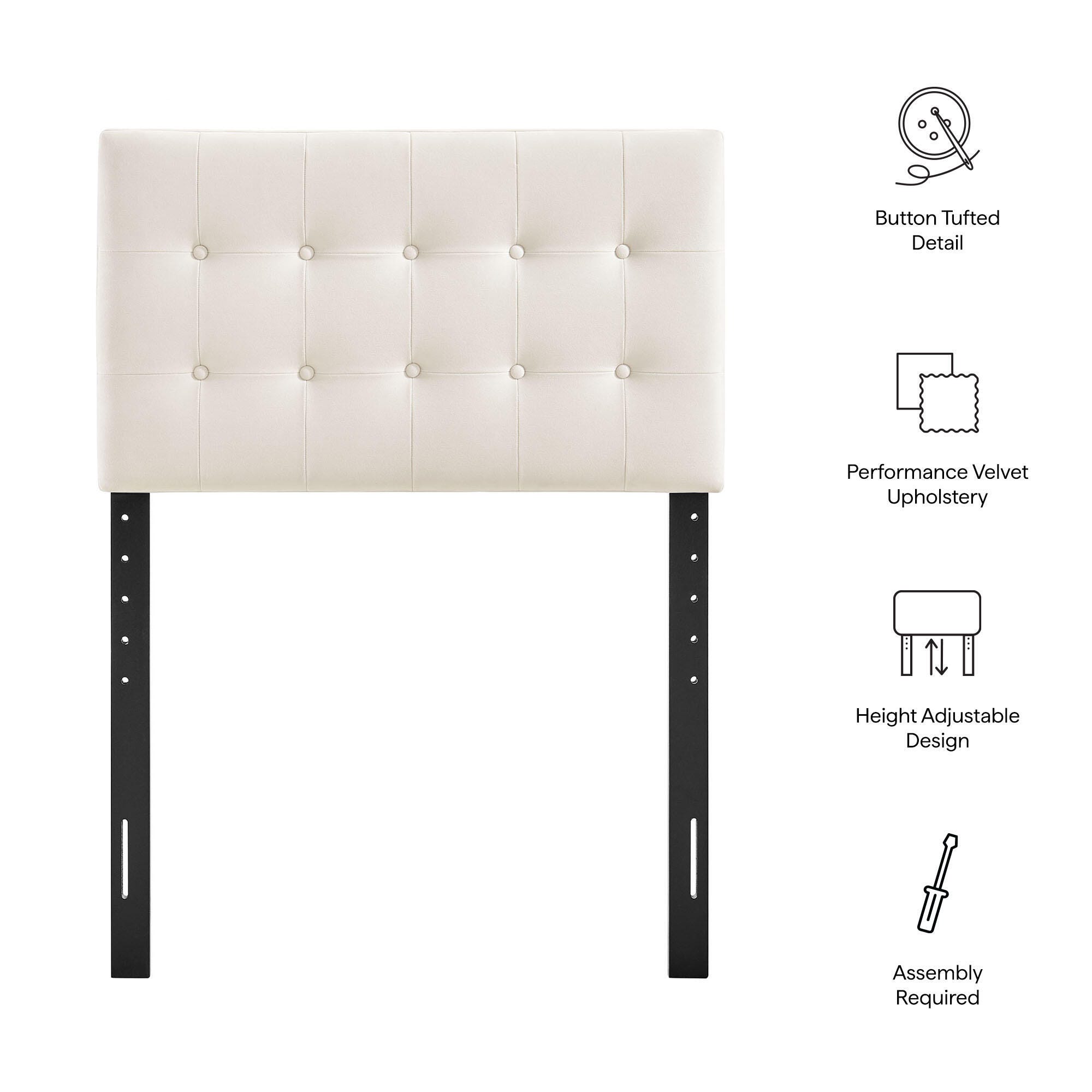 Modway Emily Tufted Twin Headboard, Alabaster, large
