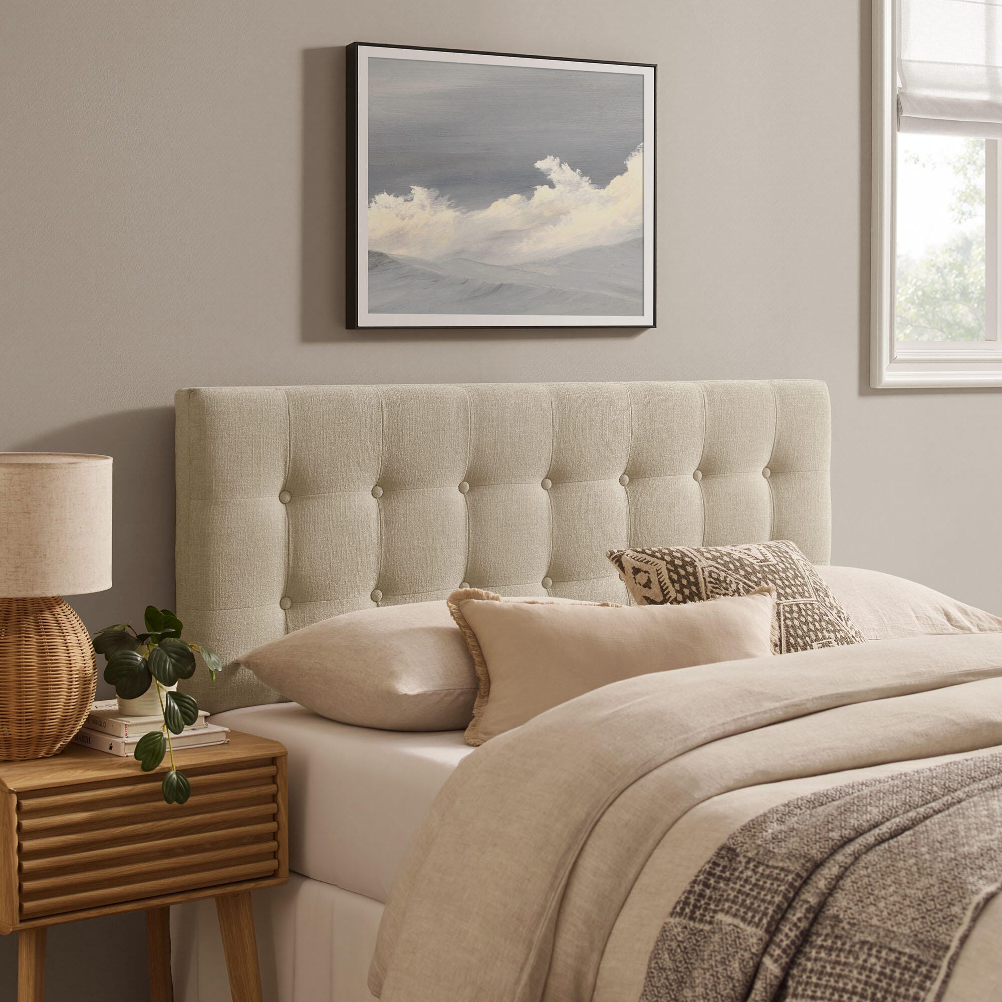 Modway Emily Upholstered Full Headboard, Ecru, large