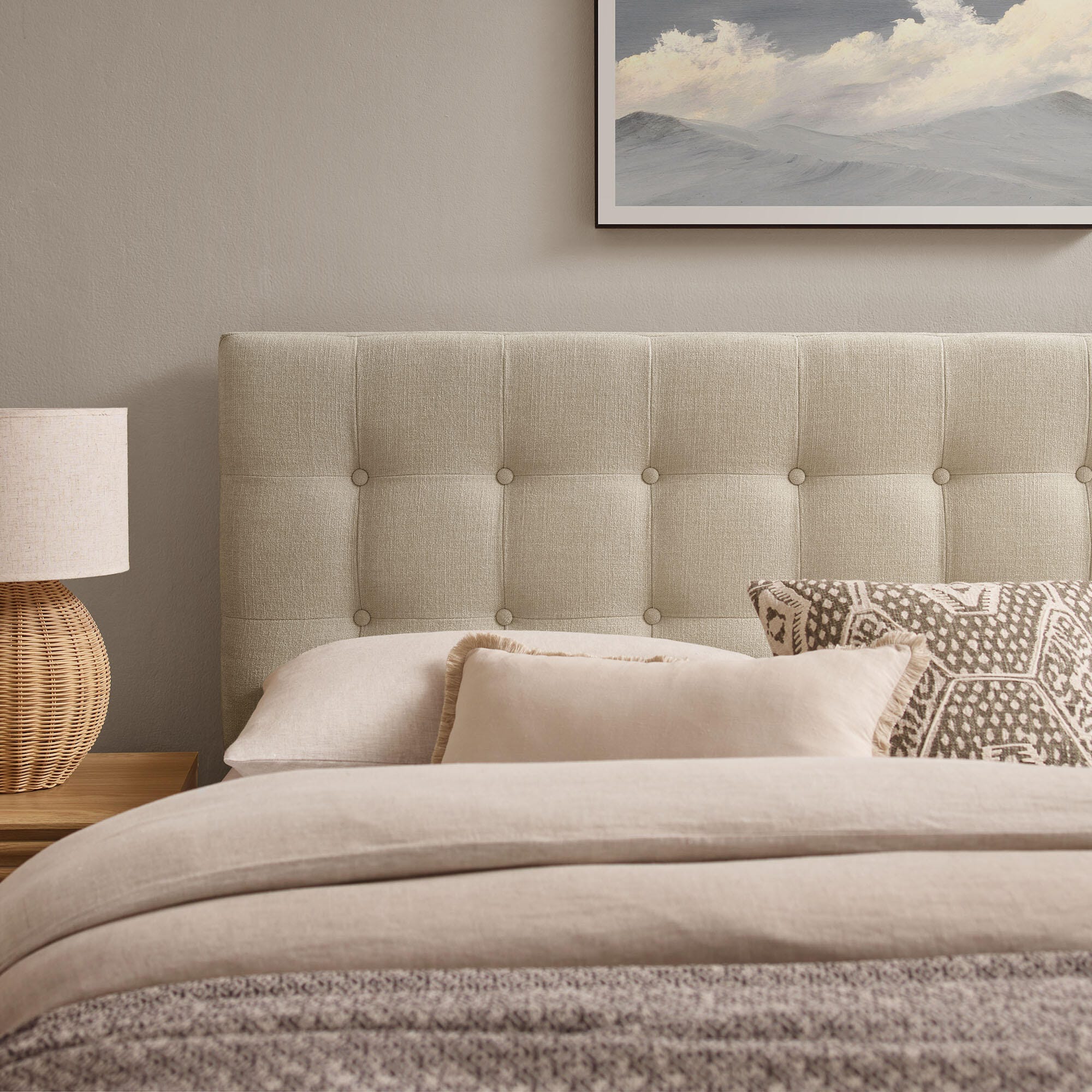 Modway Emily Upholstered Full Headboard, Ecru, large