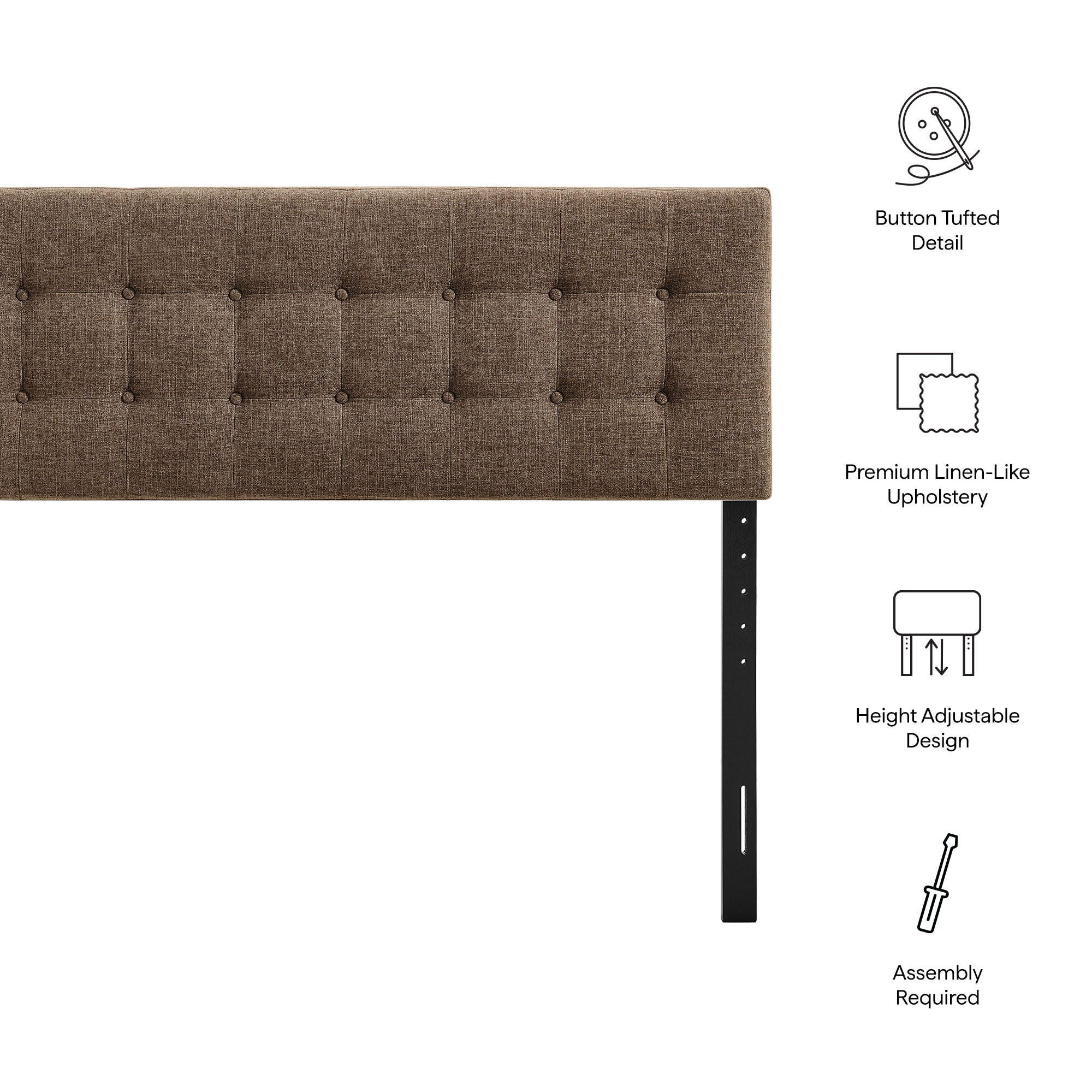 Modway Emily Upholstered Full Headboard, Mocha, large