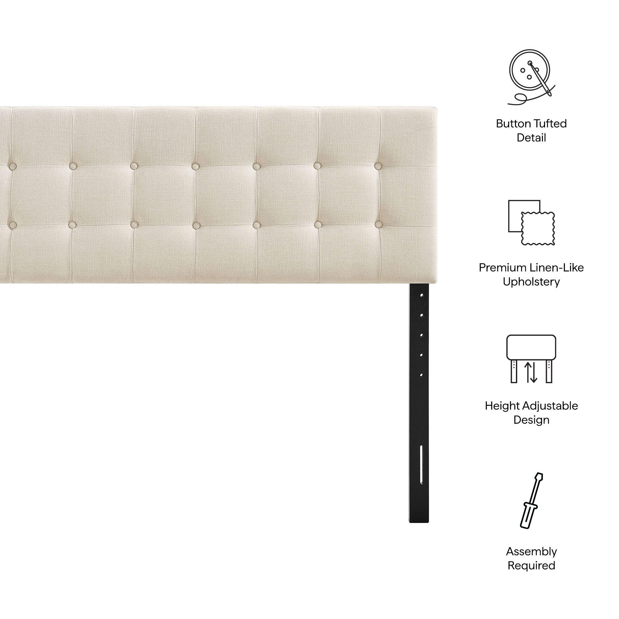 Modway Emily Upholstered King Headboard, Ecru, large