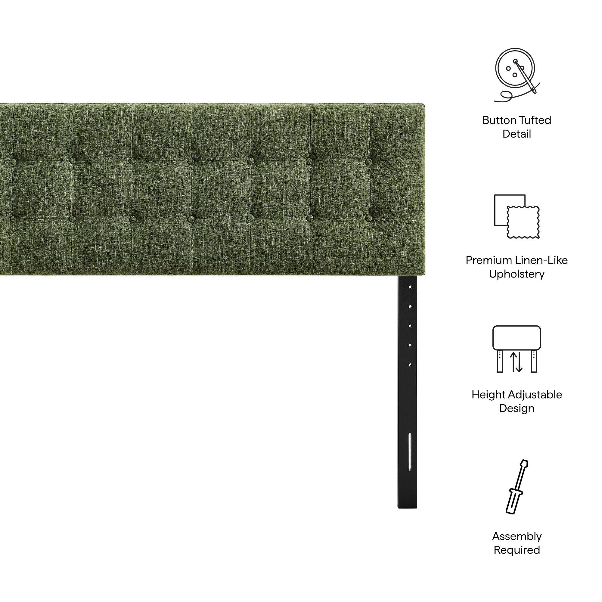 Modway Emily Upholstered King Headboard, Foliage, large