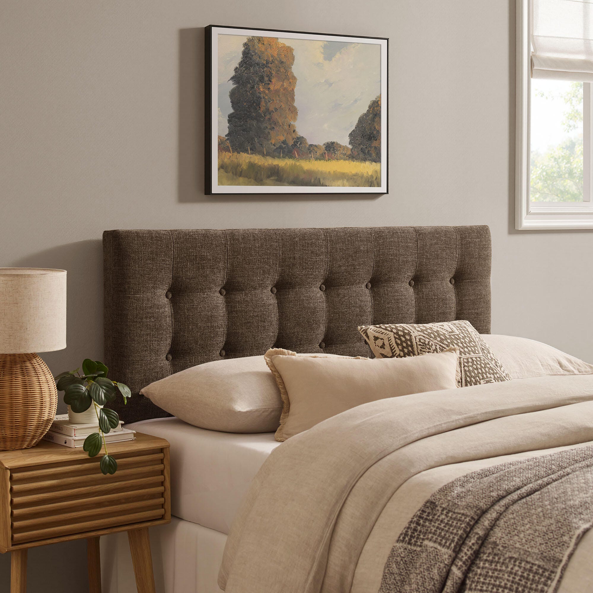 Modway Emily Upholstered King Headboard, Mocha, large