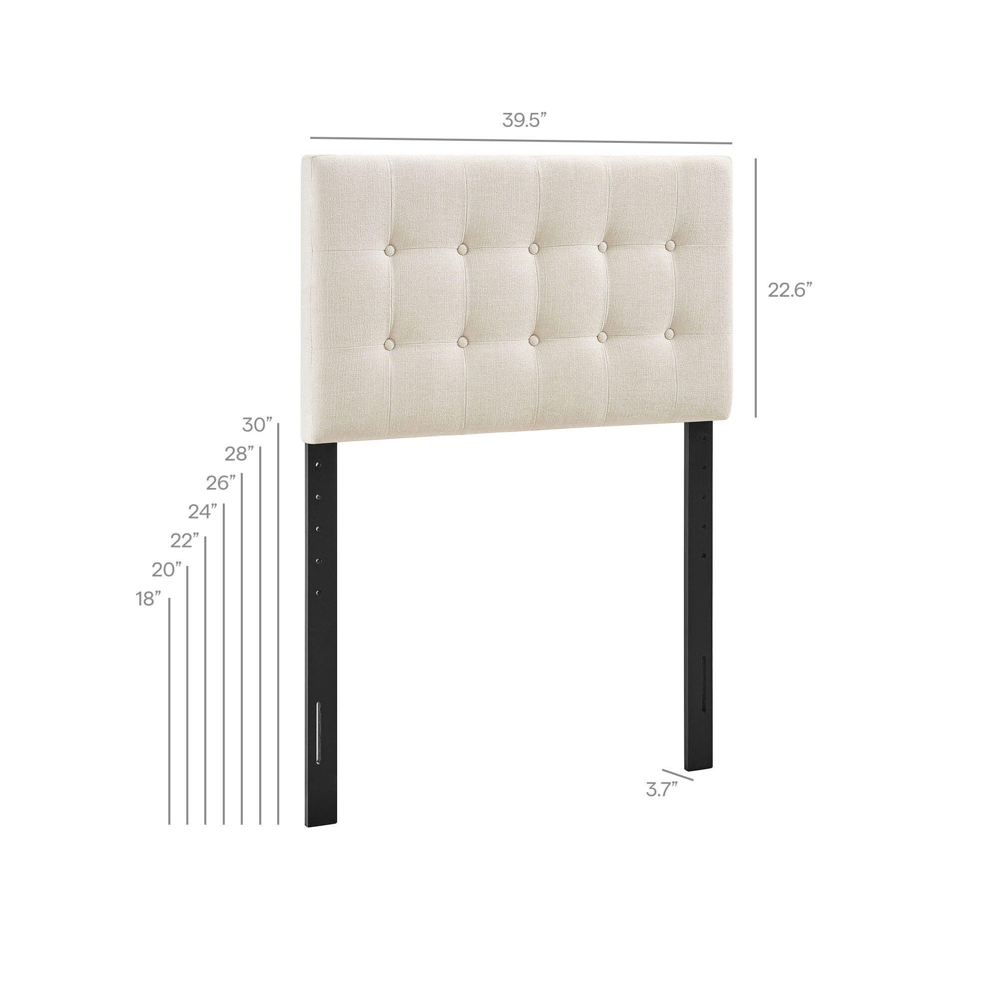 Modway Emily Upholstered Twin Headboard, Ecru, large