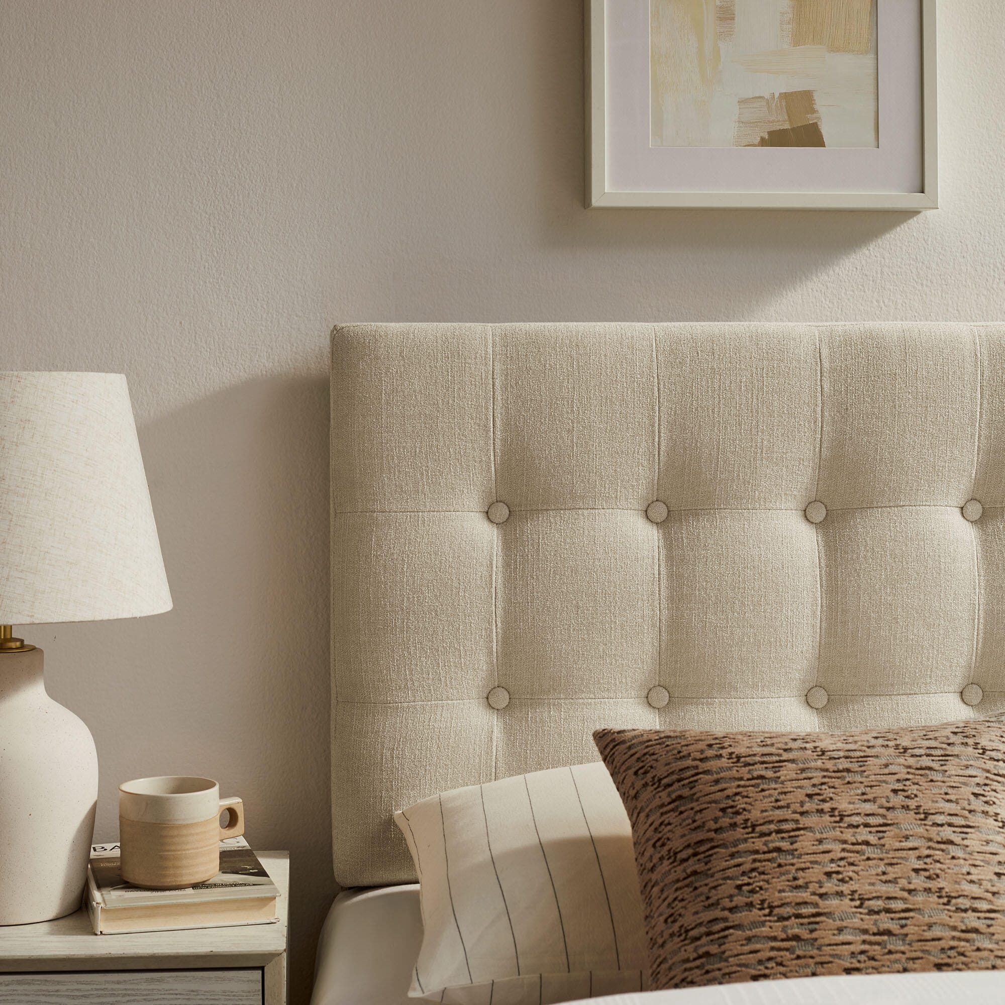 Modway Emily Upholstered Twin Headboard, Ecru, large