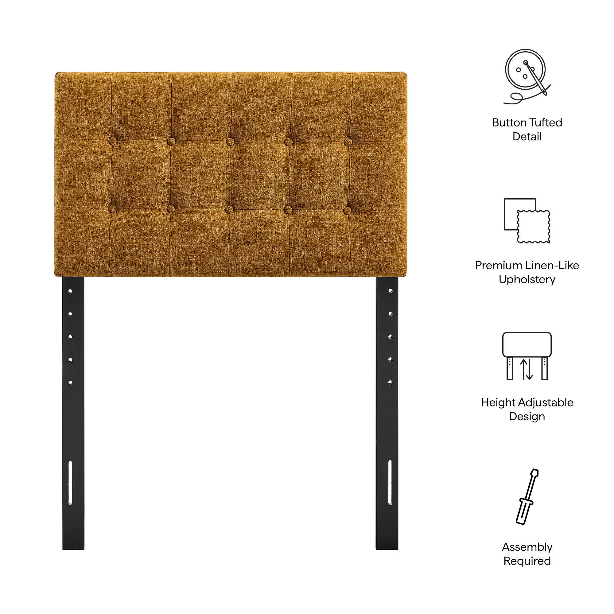 Modway Emily Upholstered Twin Headboard, Copper, large
