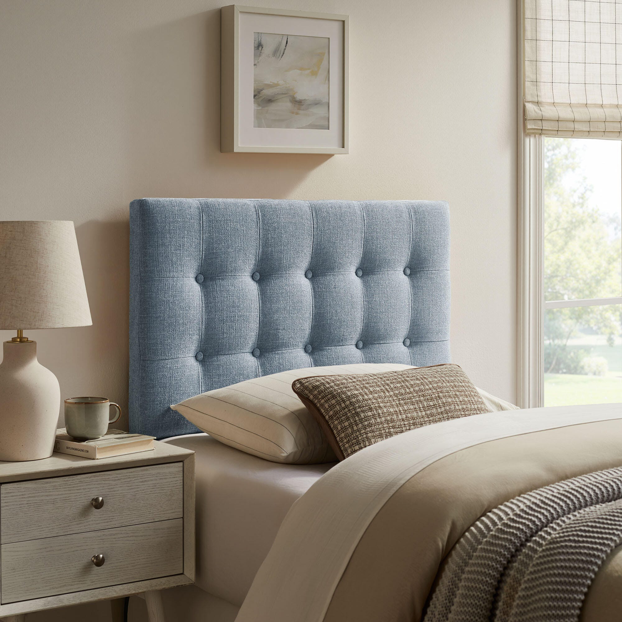 Modway Emily Upholstered Twin Headboard, Sky Blue, large