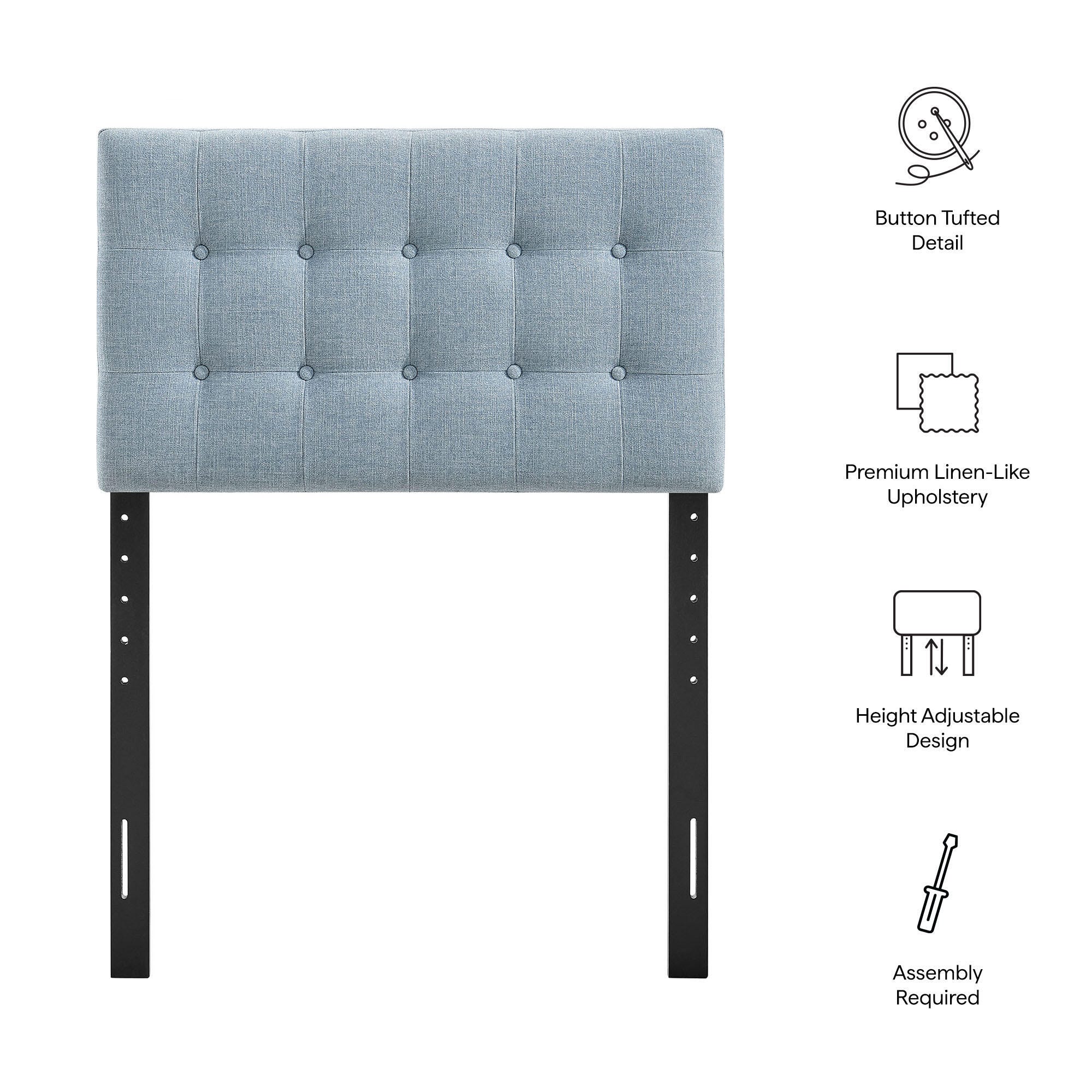 Modway Emily Upholstered Twin Headboard, Sky Blue, large