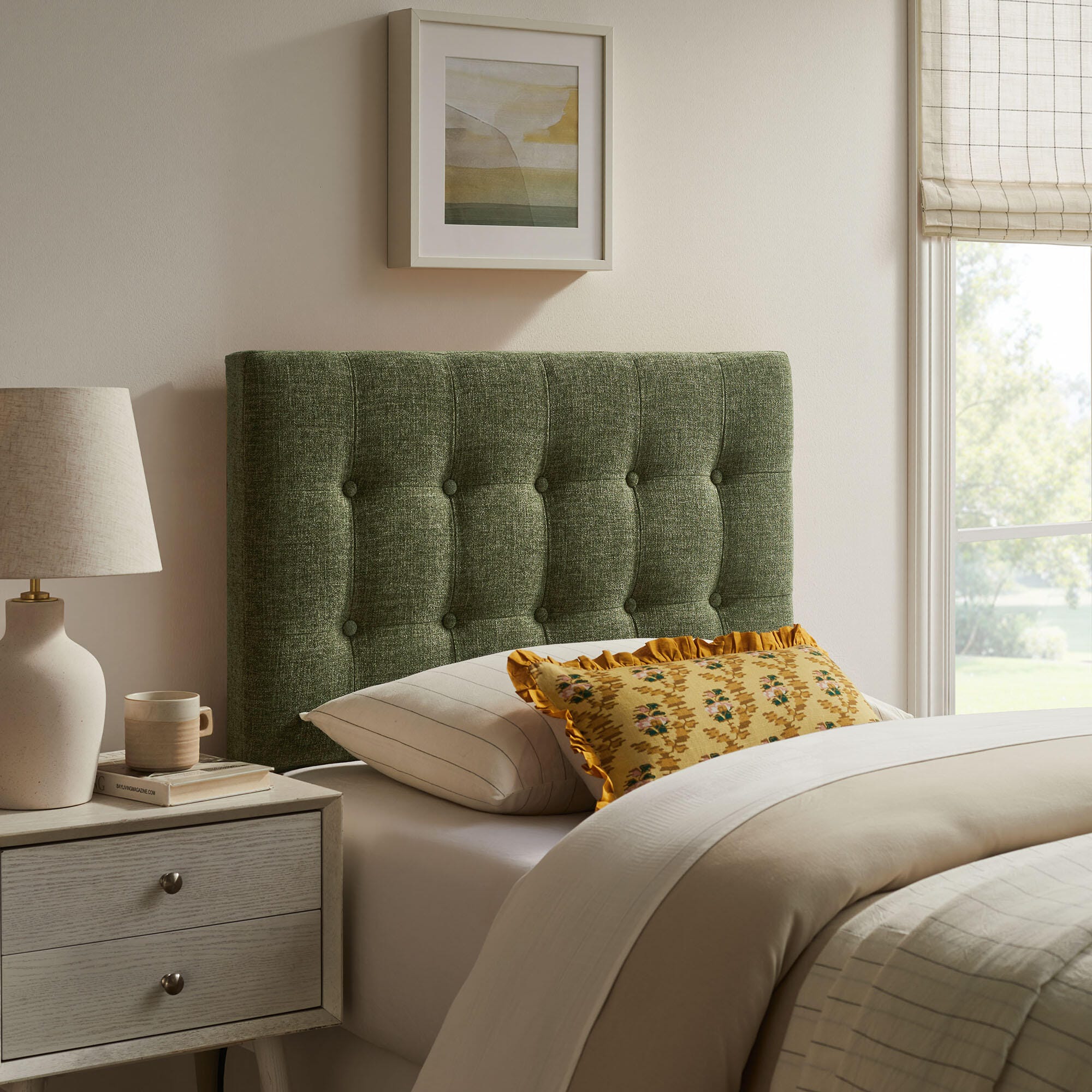 Modway Emily Upholstered Twin Headboard, Foliage, large