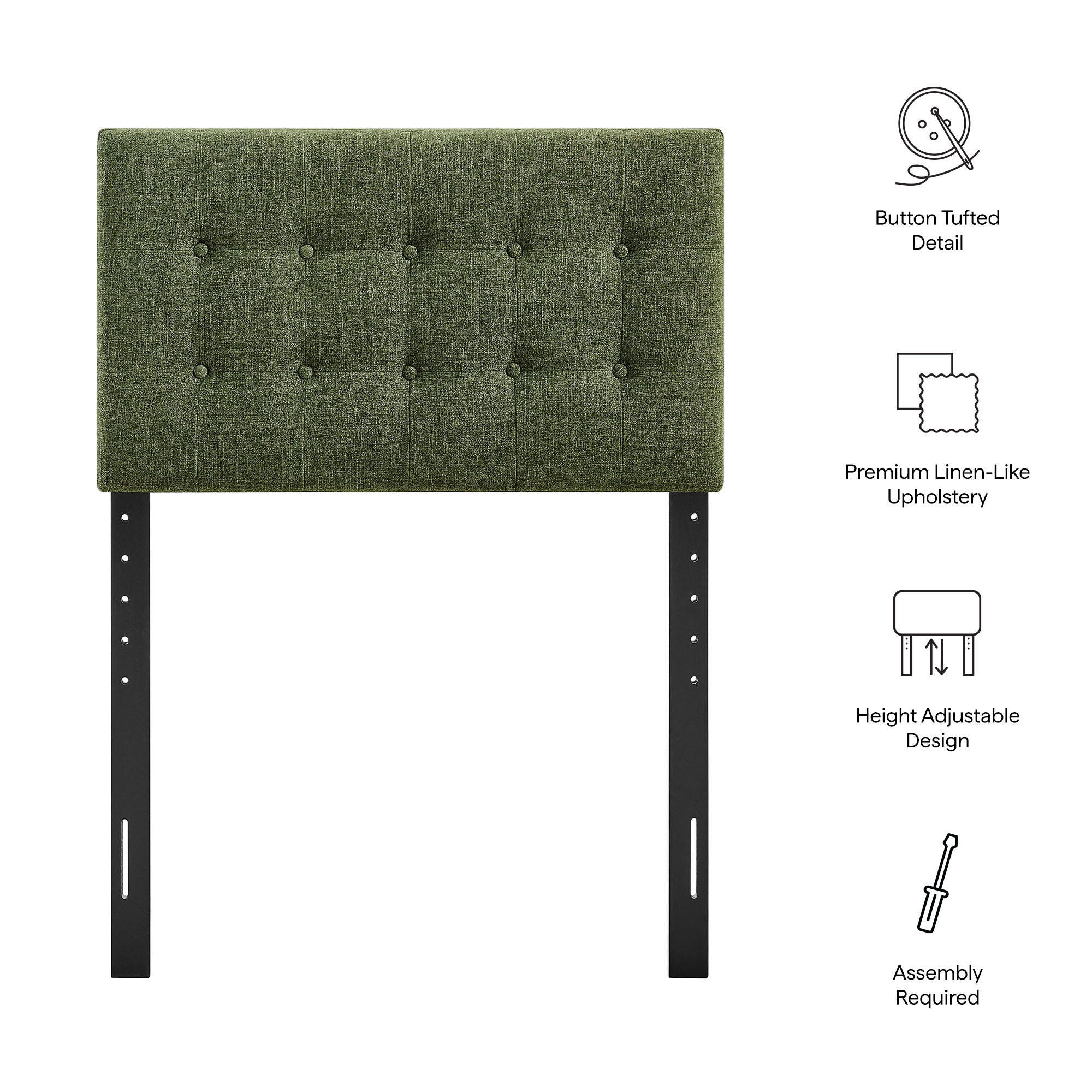 Modway Emily Upholstered Twin Headboard, Foliage, large