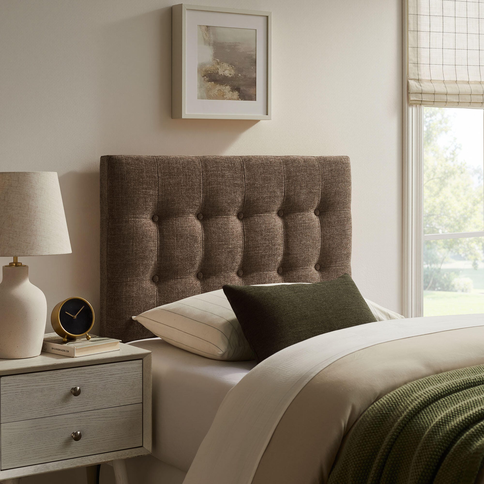 Modway Emily Upholstered Twin Headboard, Mocha, large
