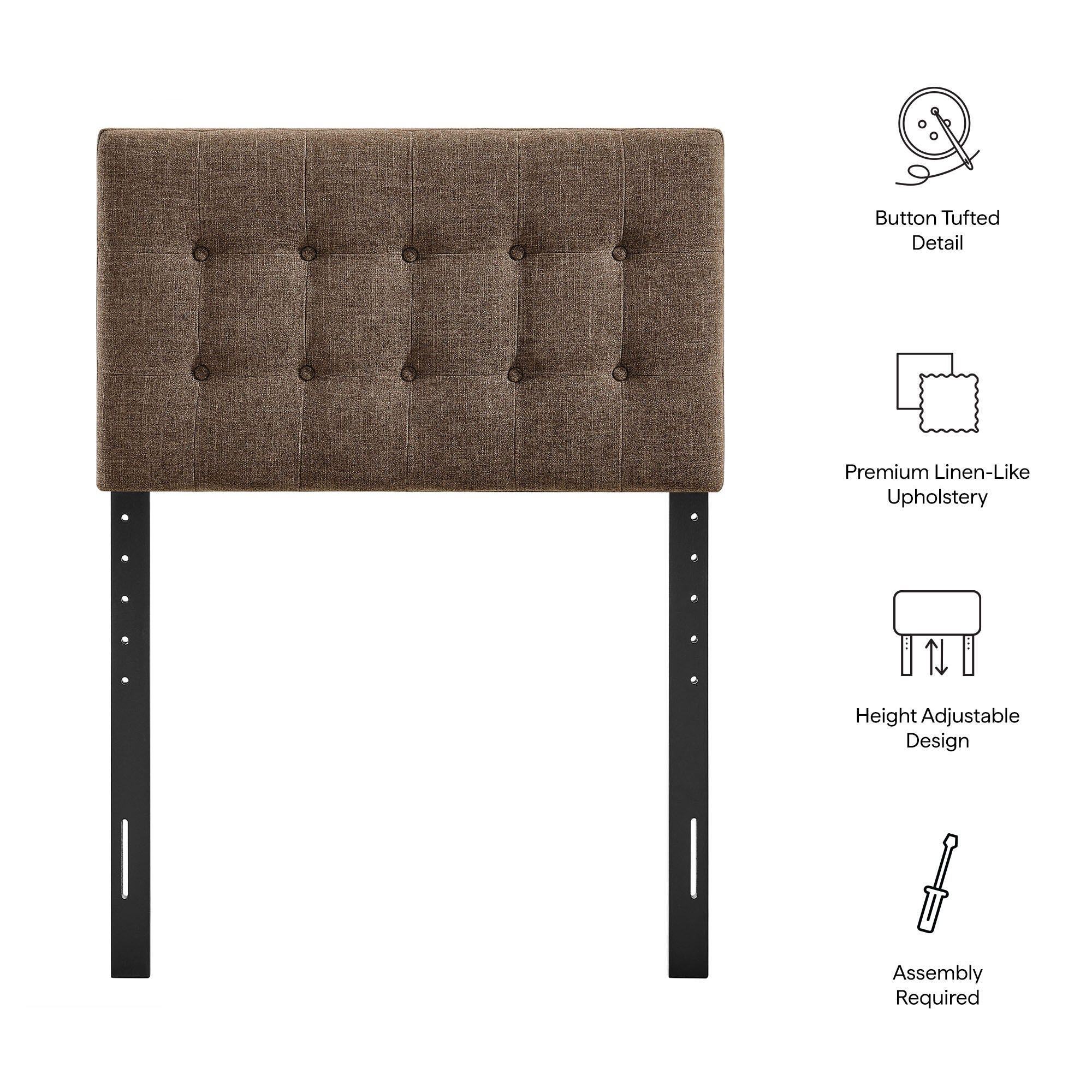 Modway Emily Upholstered Twin Headboard, Mocha, large