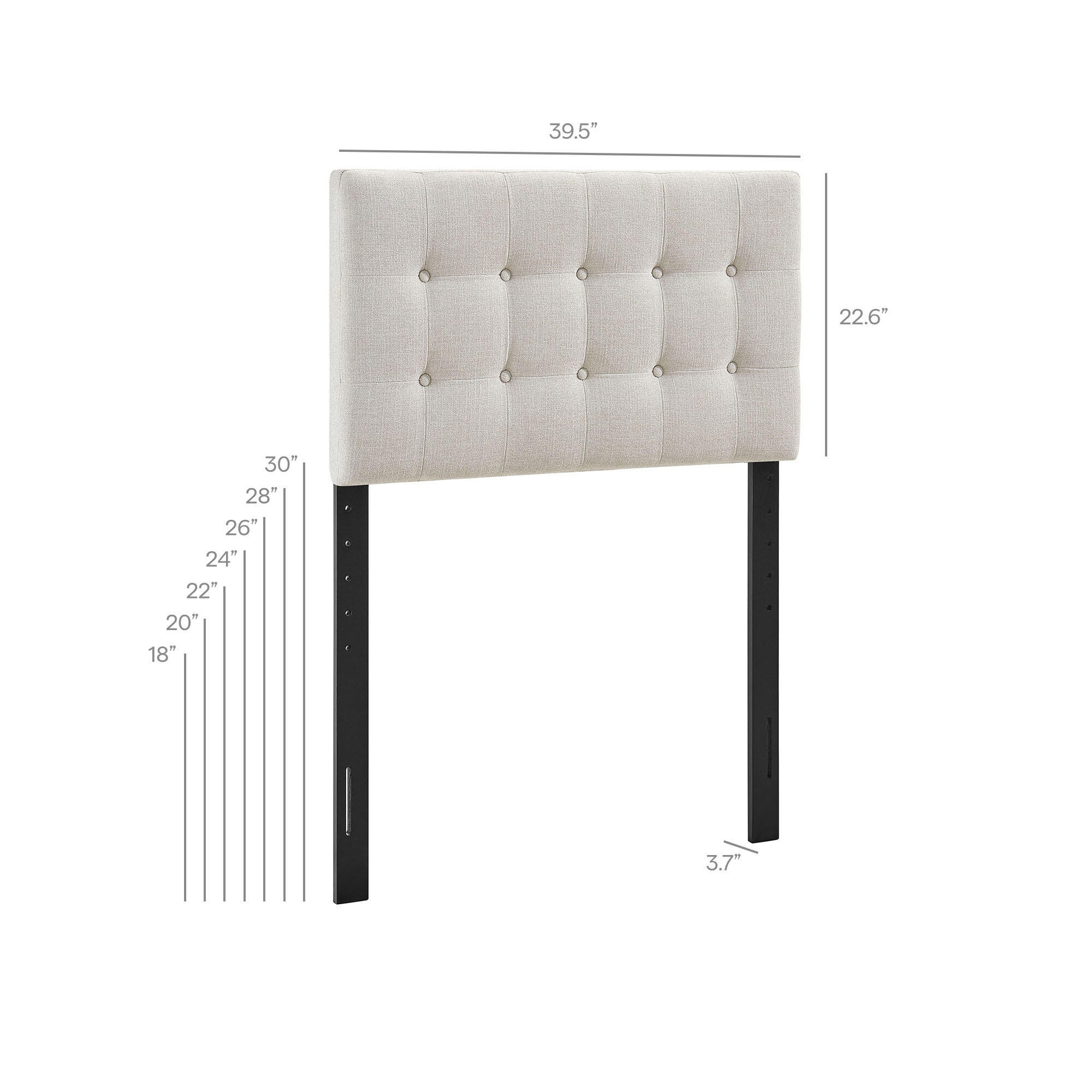 Modway Emily Upholstered Twin Headboard, Beige, large