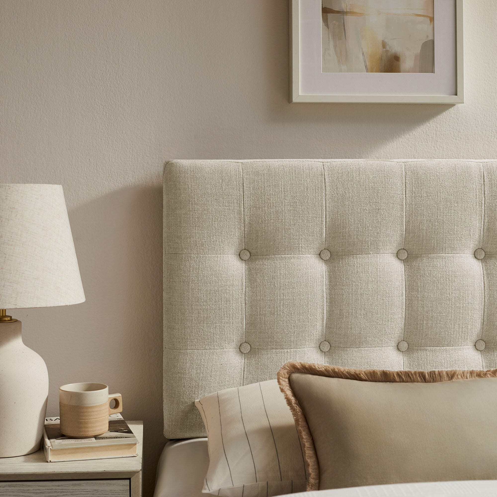 Modway Emily Upholstered Twin Headboard, Beige, large
