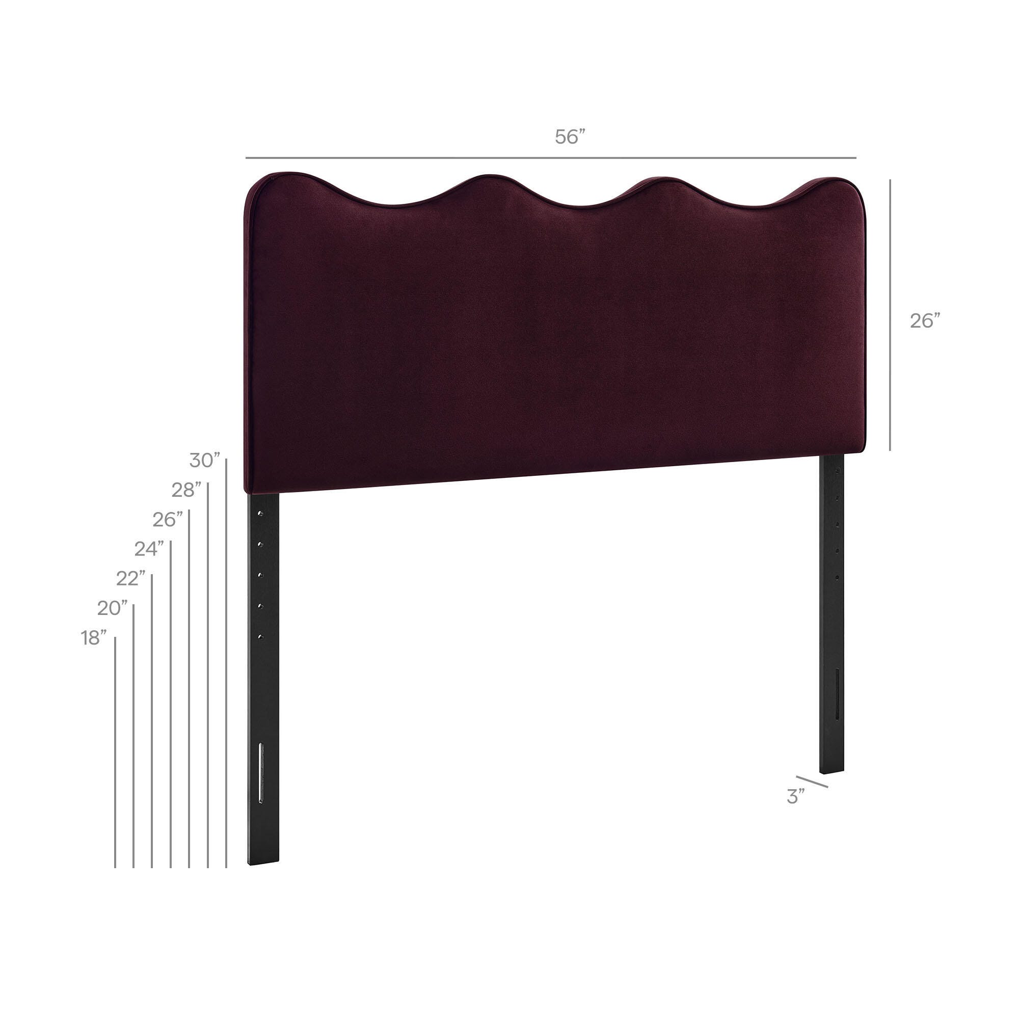 Modway Athena Scalloped Full Headboard, Mulberry, large