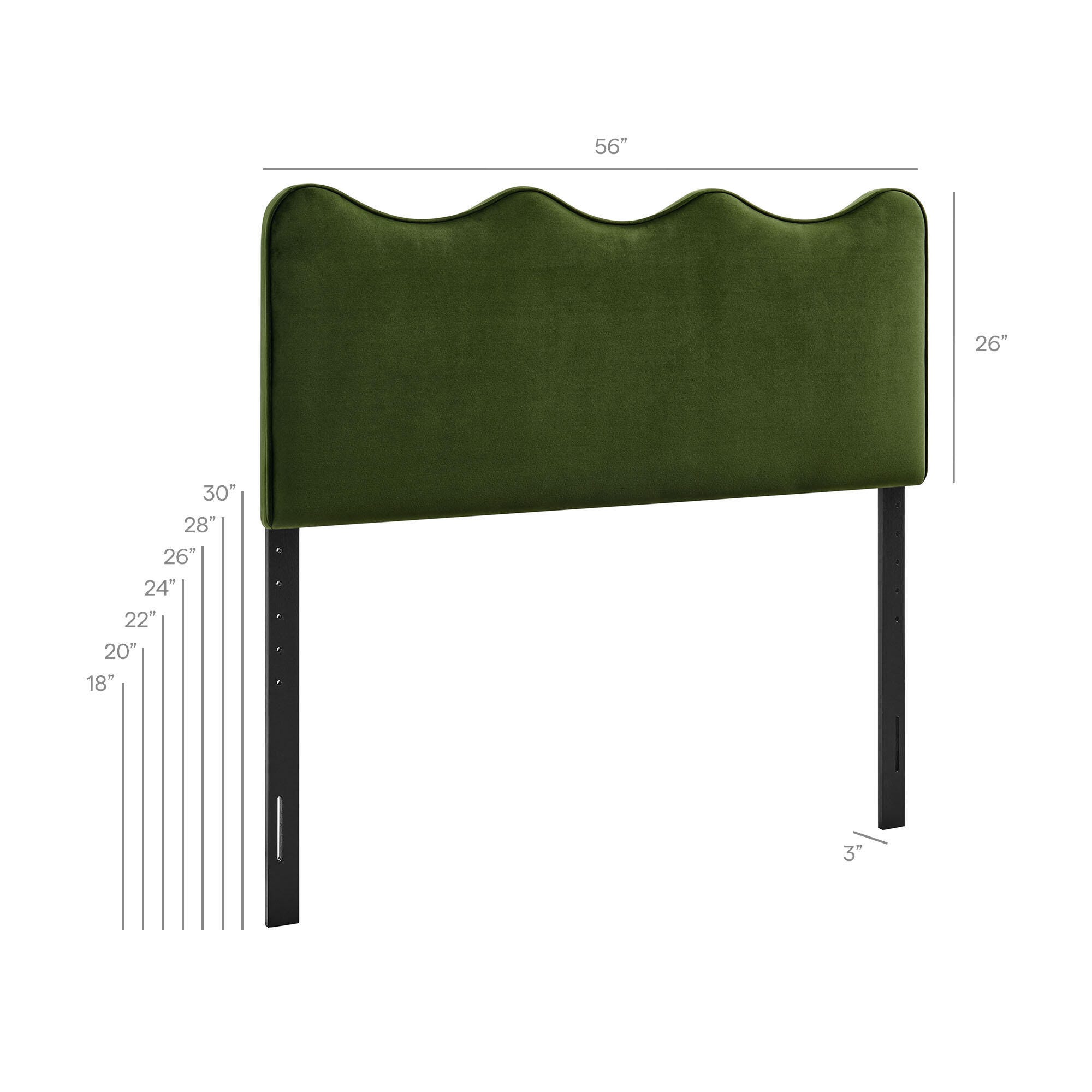 Modway Athena Scalloped Full Headboard, Moss Green, large