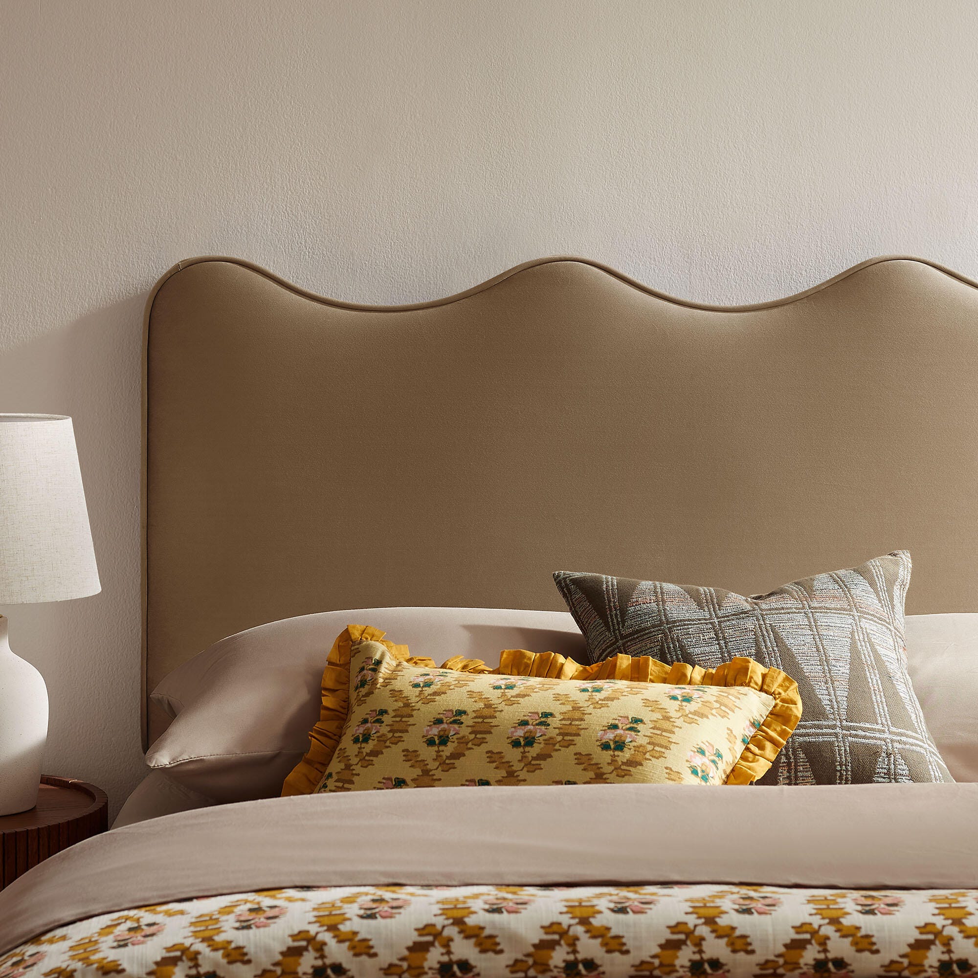 Modway Athena Scalloped Full Headboard, Taupe, large
