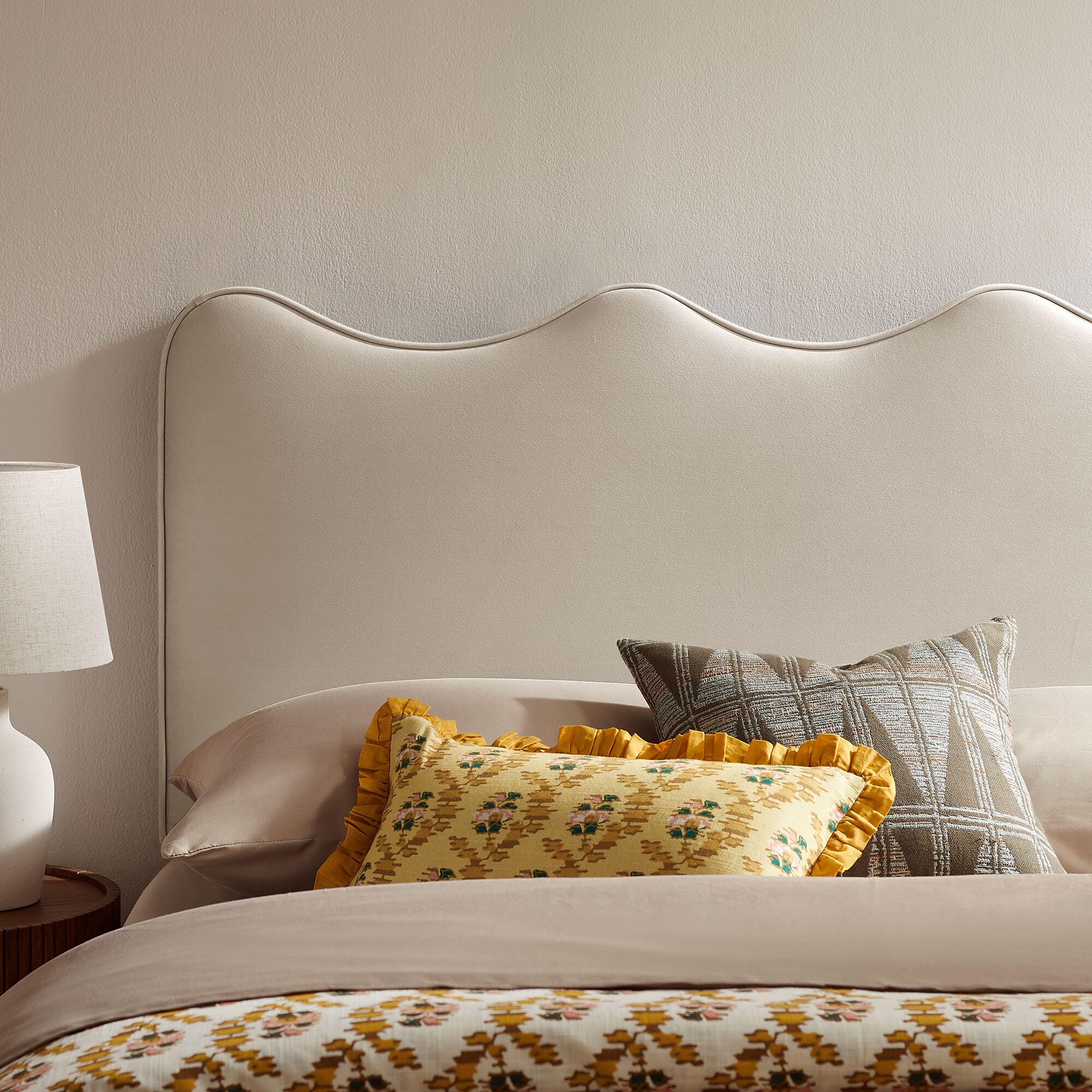 Modway Athena Scalloped Full Headboard, Beige/White, large