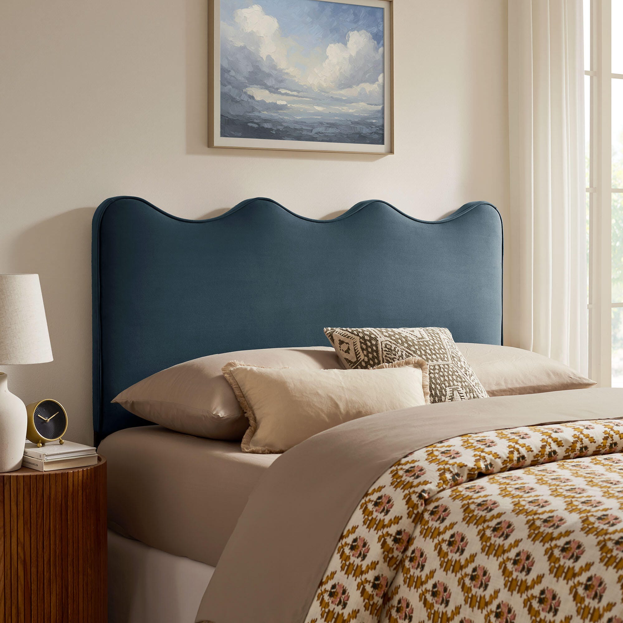 Modway Athena Scalloped King Headboard, Cadet Blue, rollover