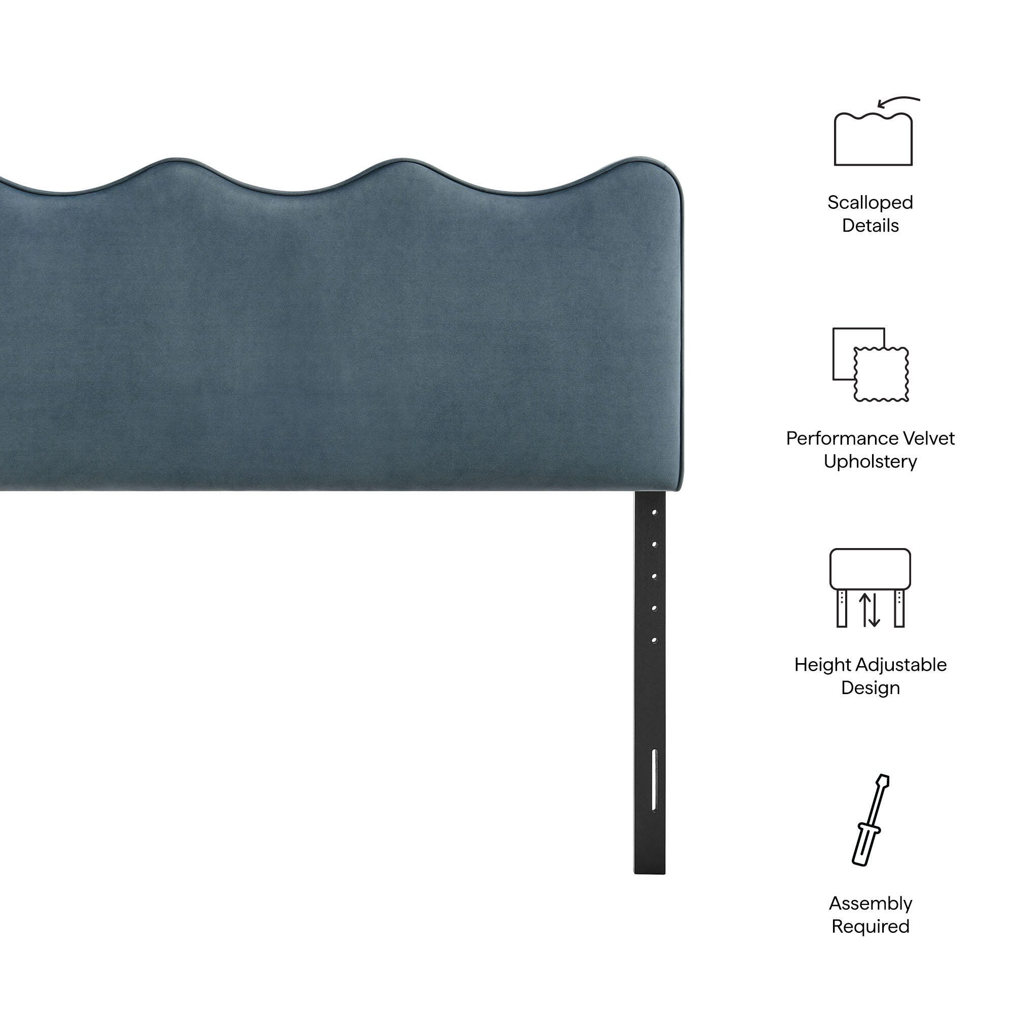 Modway Athena Scalloped King Headboard, Cadet Blue, large