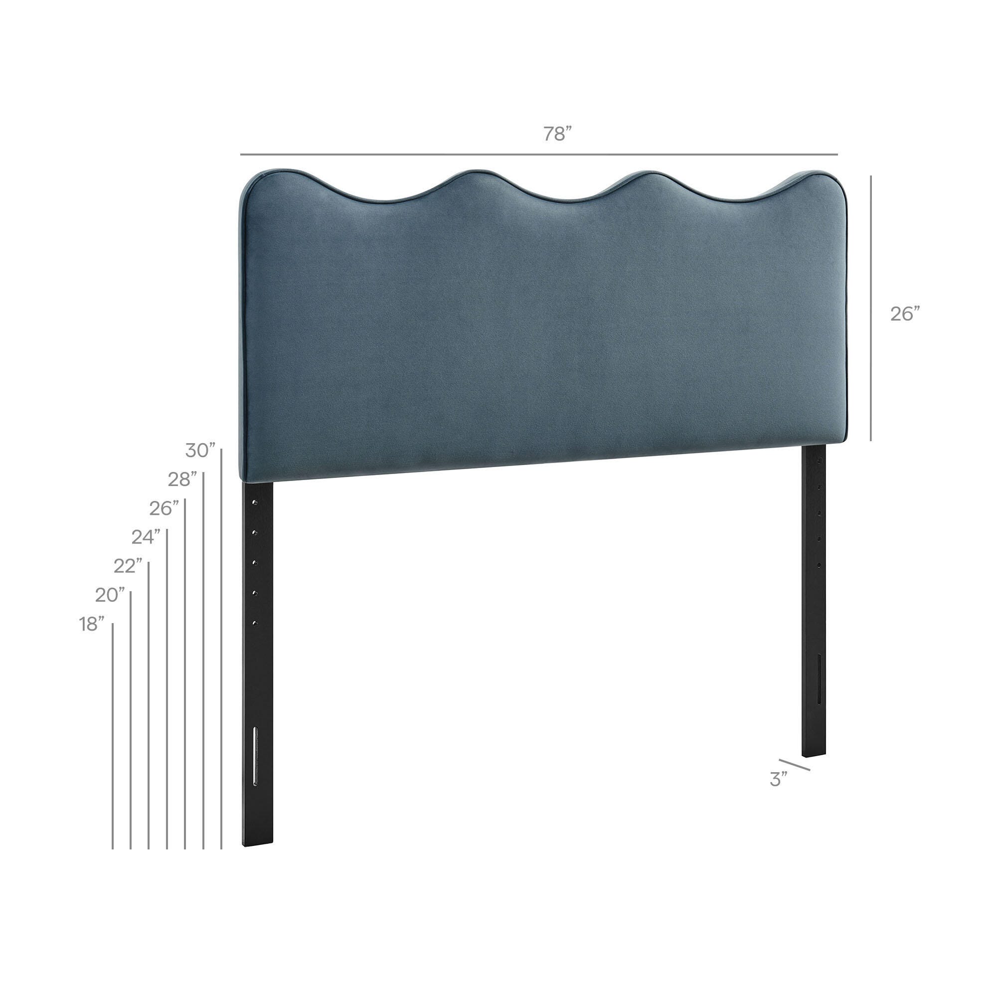 Modway Athena Scalloped King Headboard, Cadet Blue, large