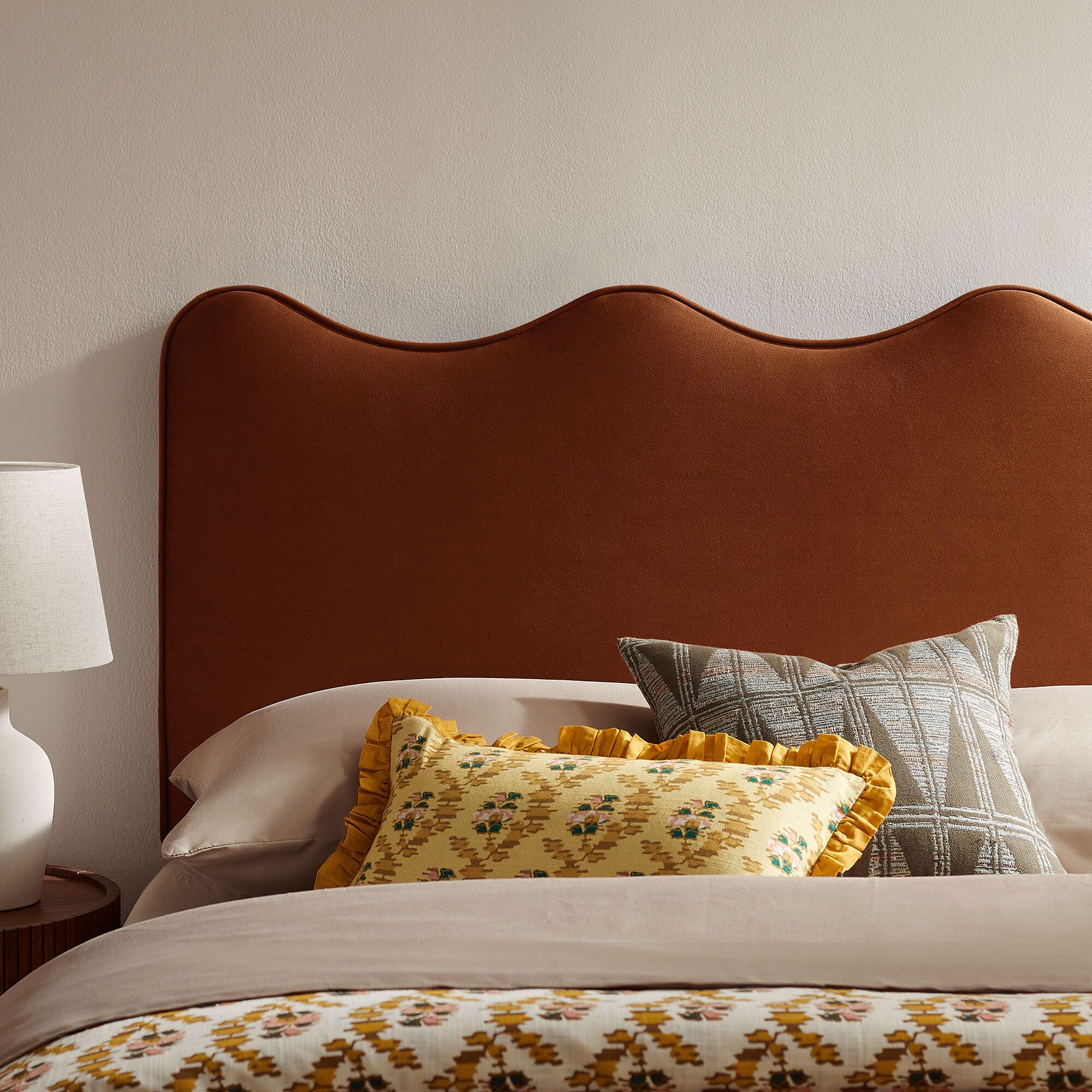Modway Athena Scalloped King Headboard, Rust, large