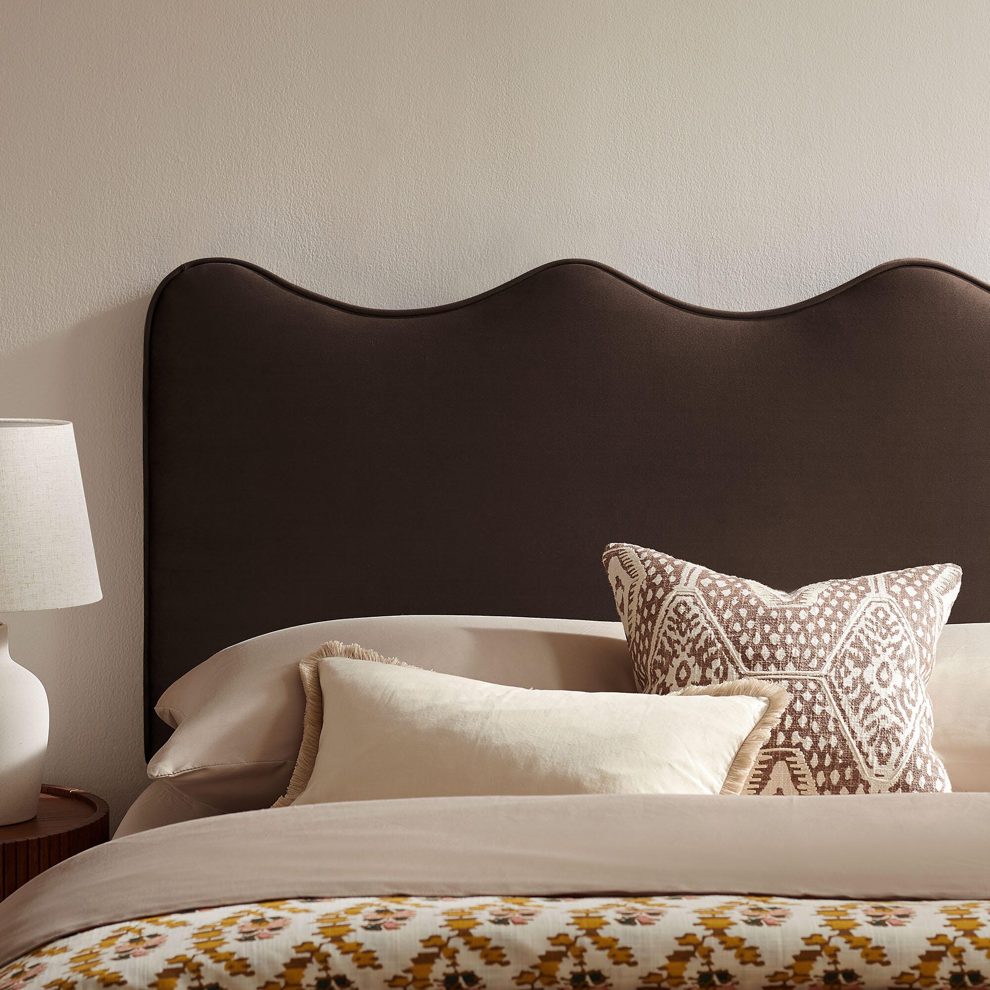 Modway Athena Scalloped King Headboard, Chocolate Brown, large