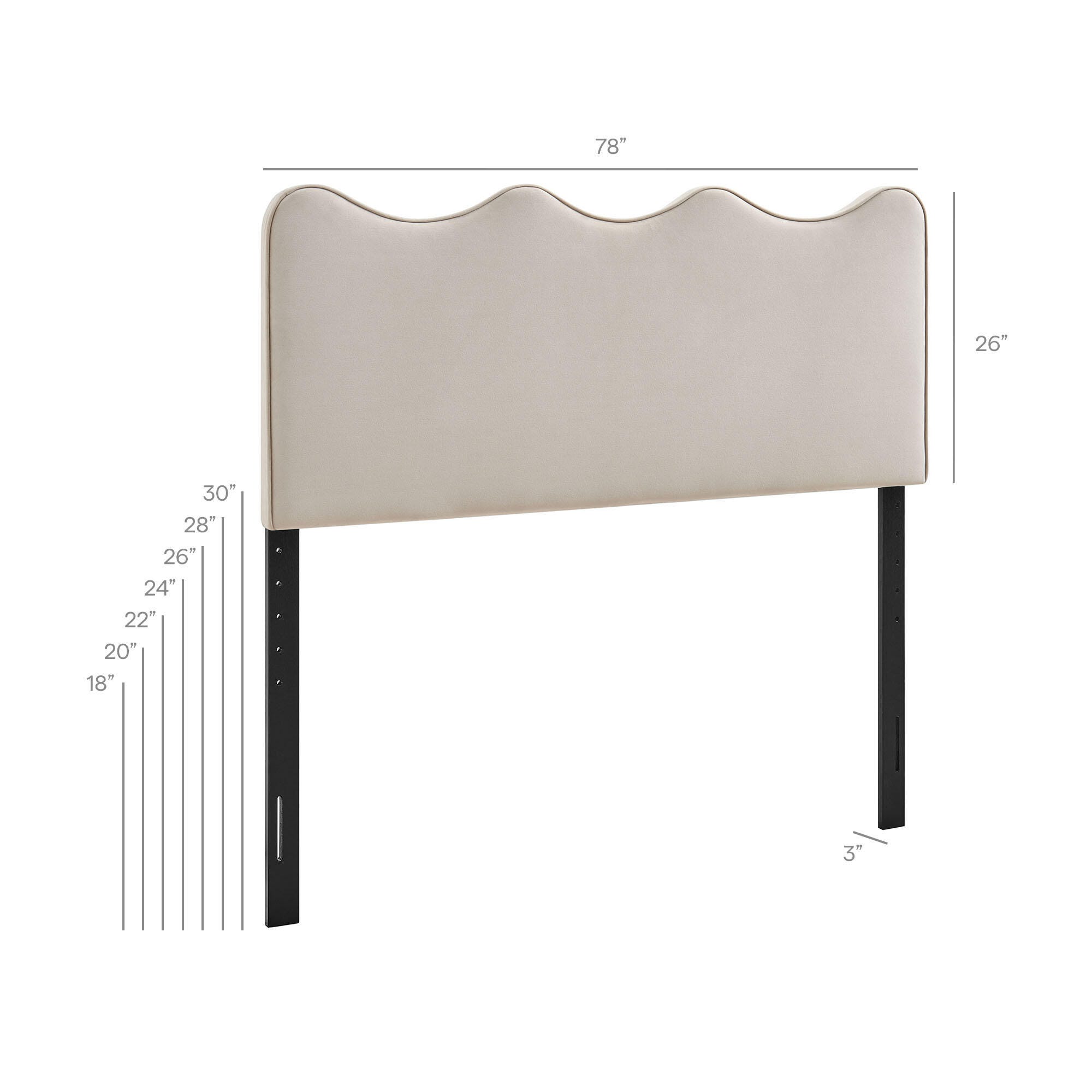 Modway Athena Scalloped King Headboard, Beige/White, large