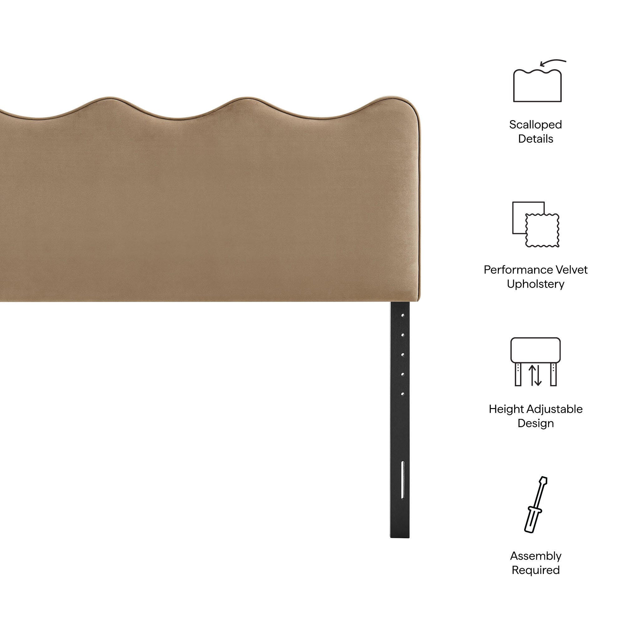 Modway Athena Scalloped King Headboard, Taupe, large