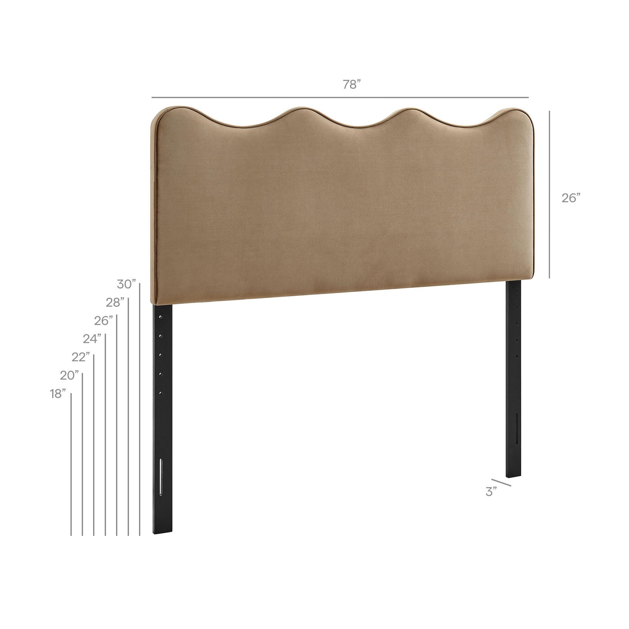 Modway Athena Scalloped King Headboard, Taupe, large