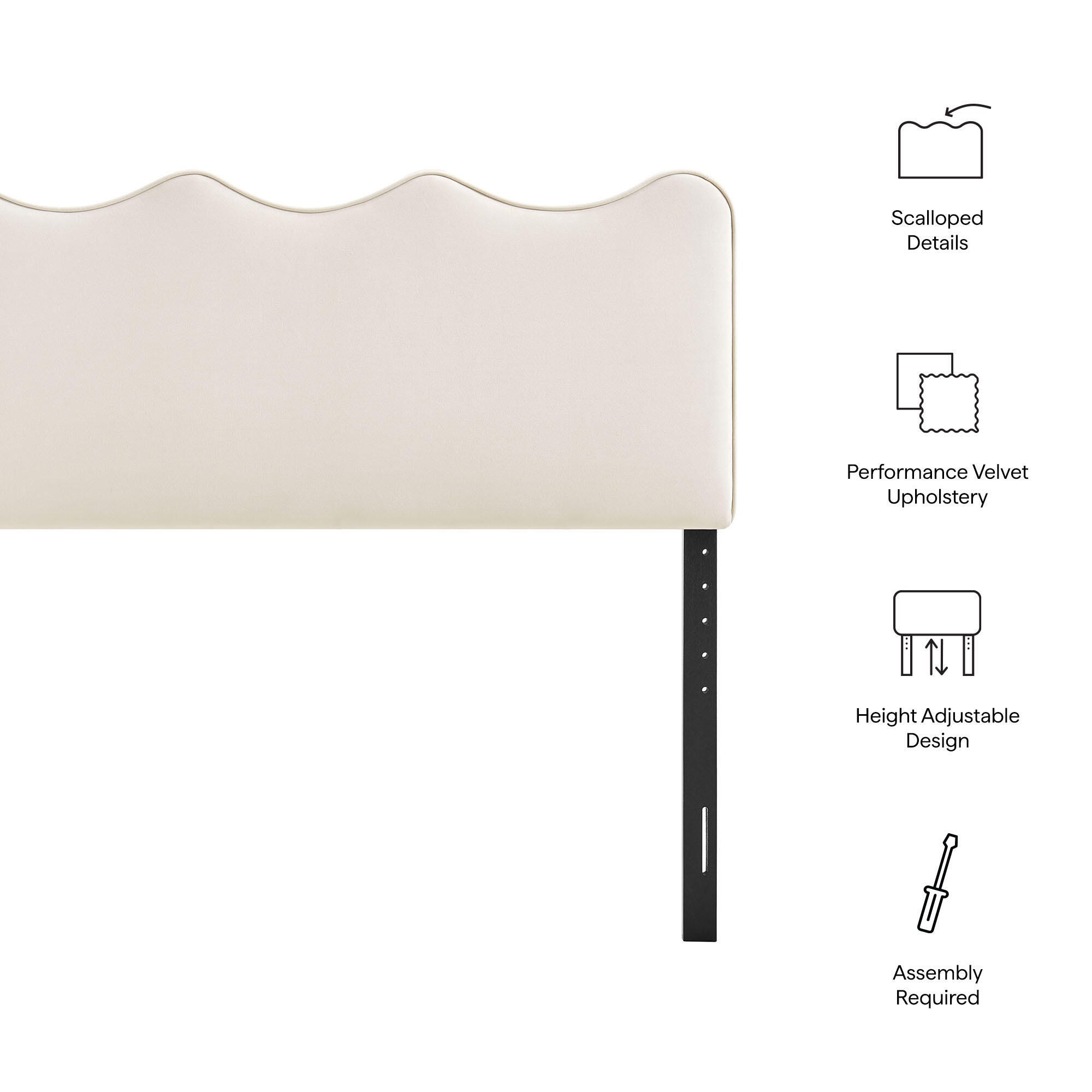 Modway Athena Scalloped King Headboard, Alabaster, large